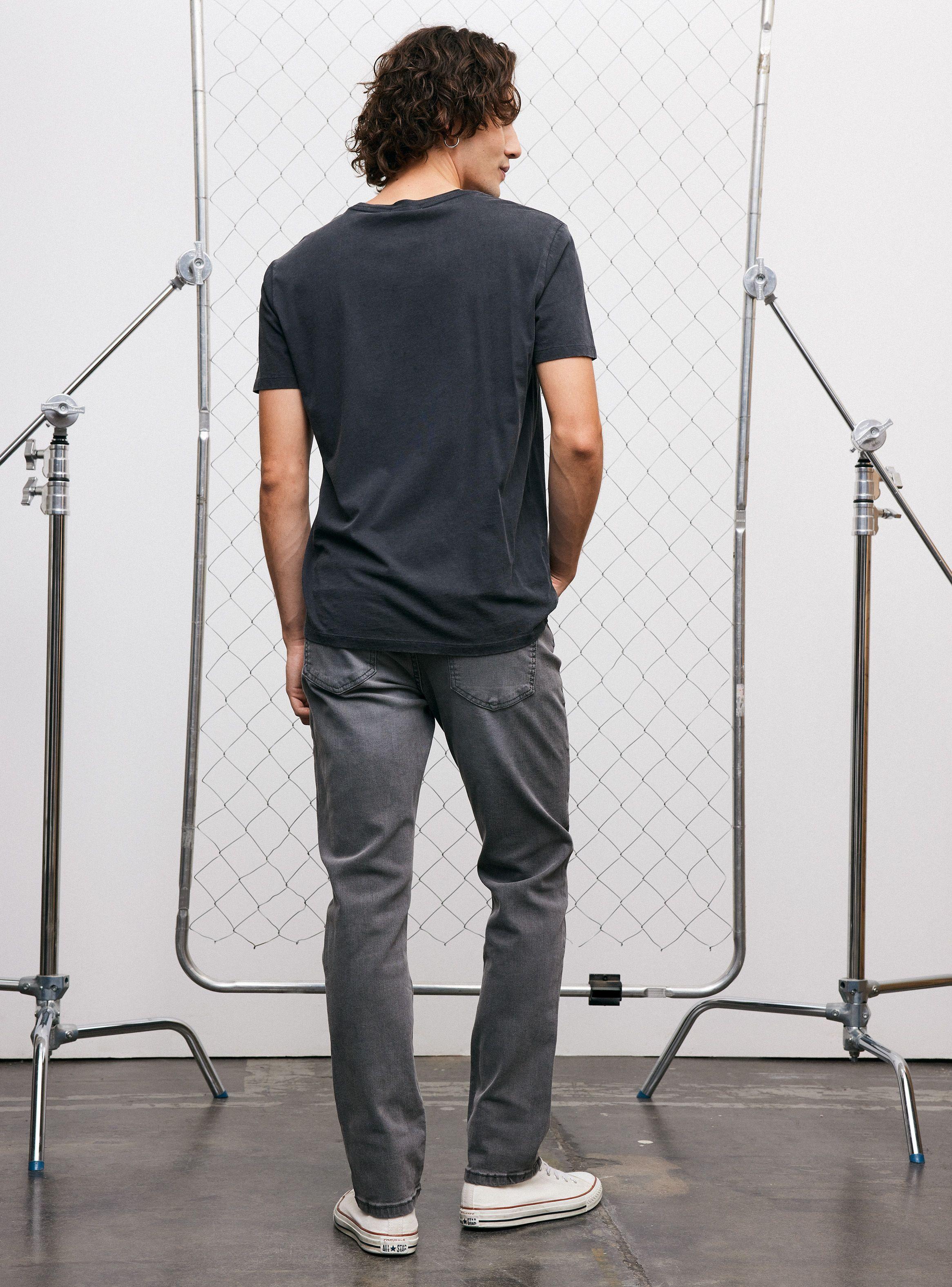 Jeans Cinco Bolsillos Slim Gris Medio-5