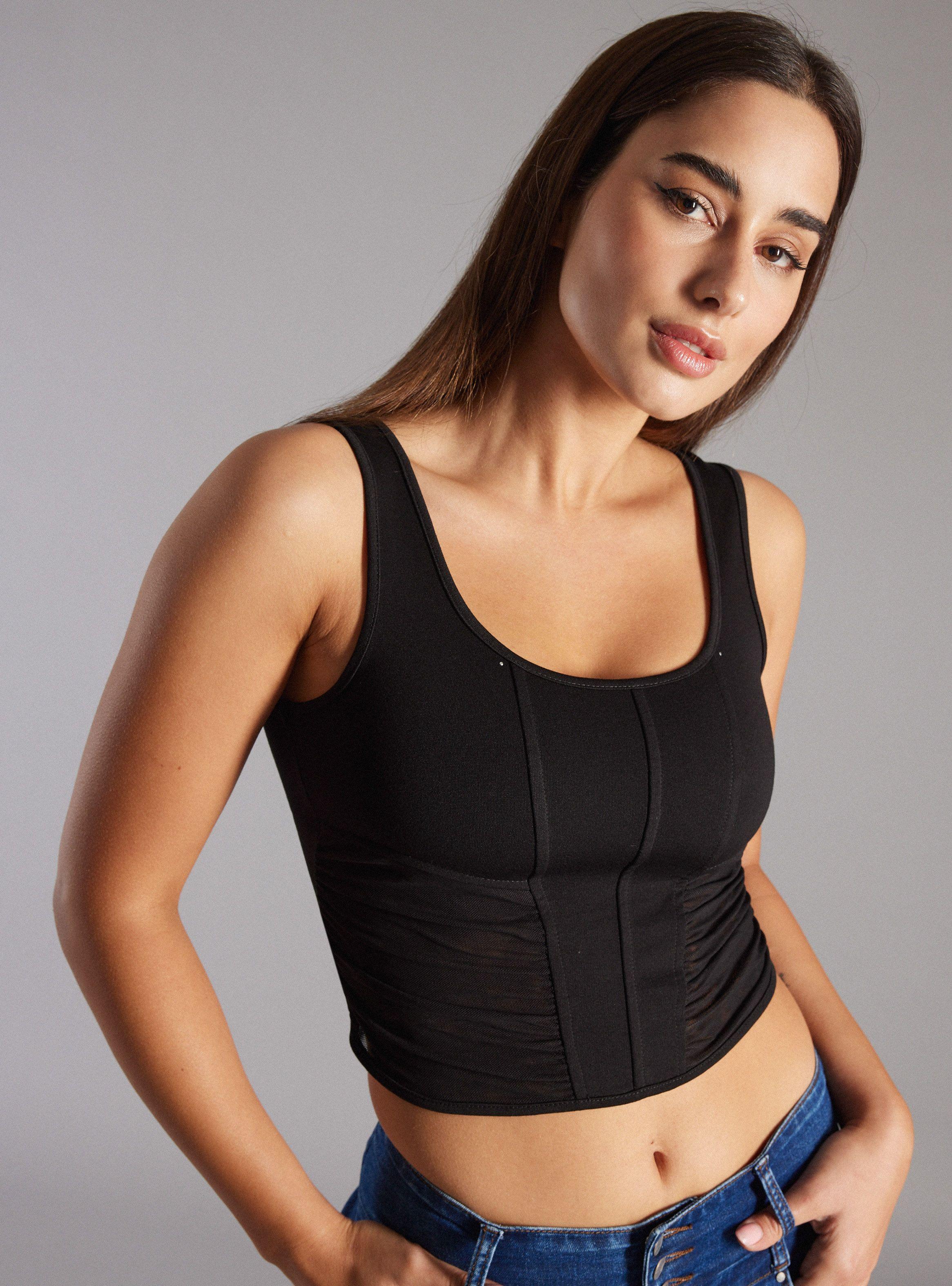 Polera Tipo Corset Detalle Malla-3