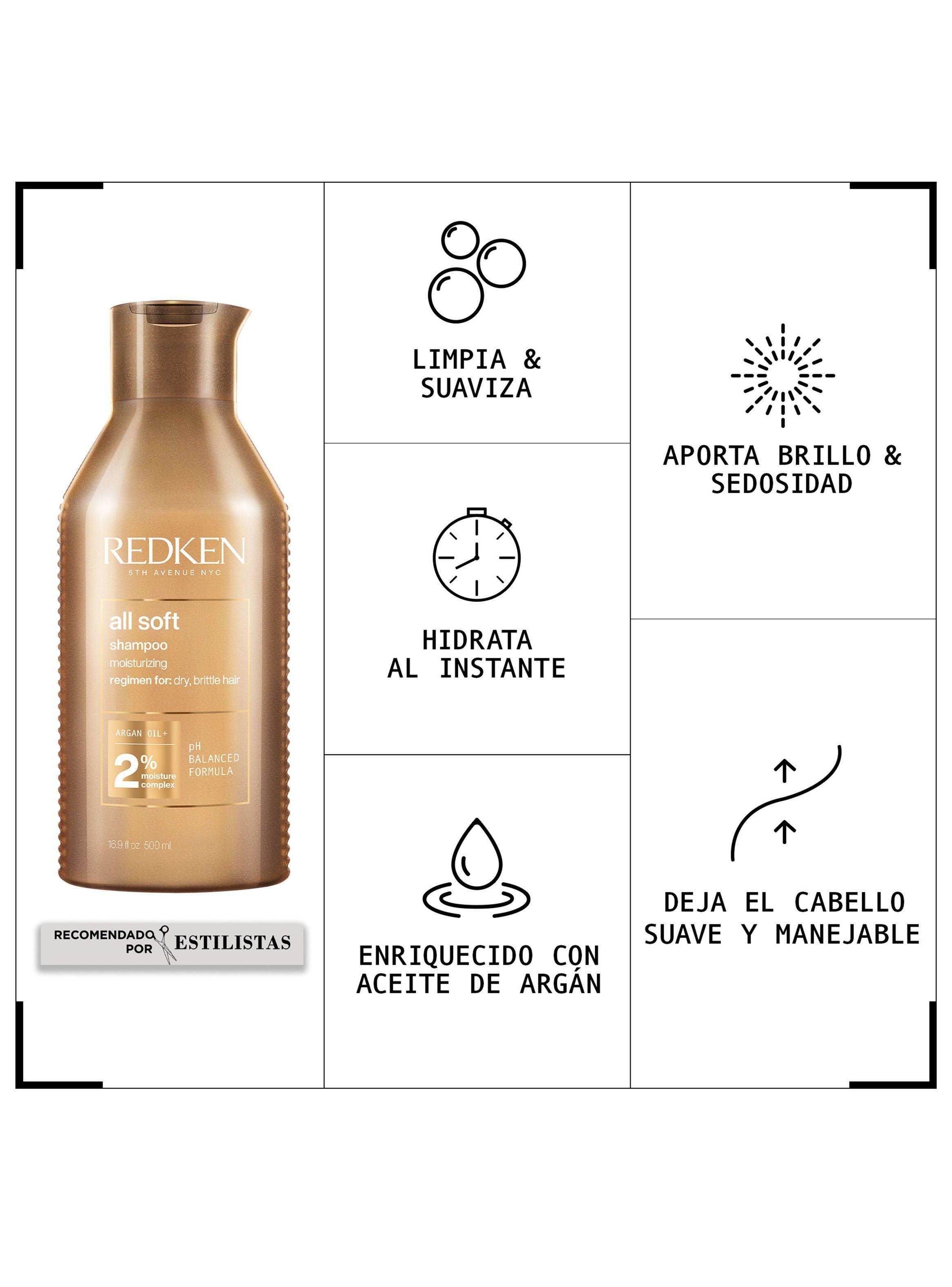 Set Hidratante cabello seco All Soft Shampoo 500ml + 75ml + Acondicionador 50ml  + Spray One United 30ml-3