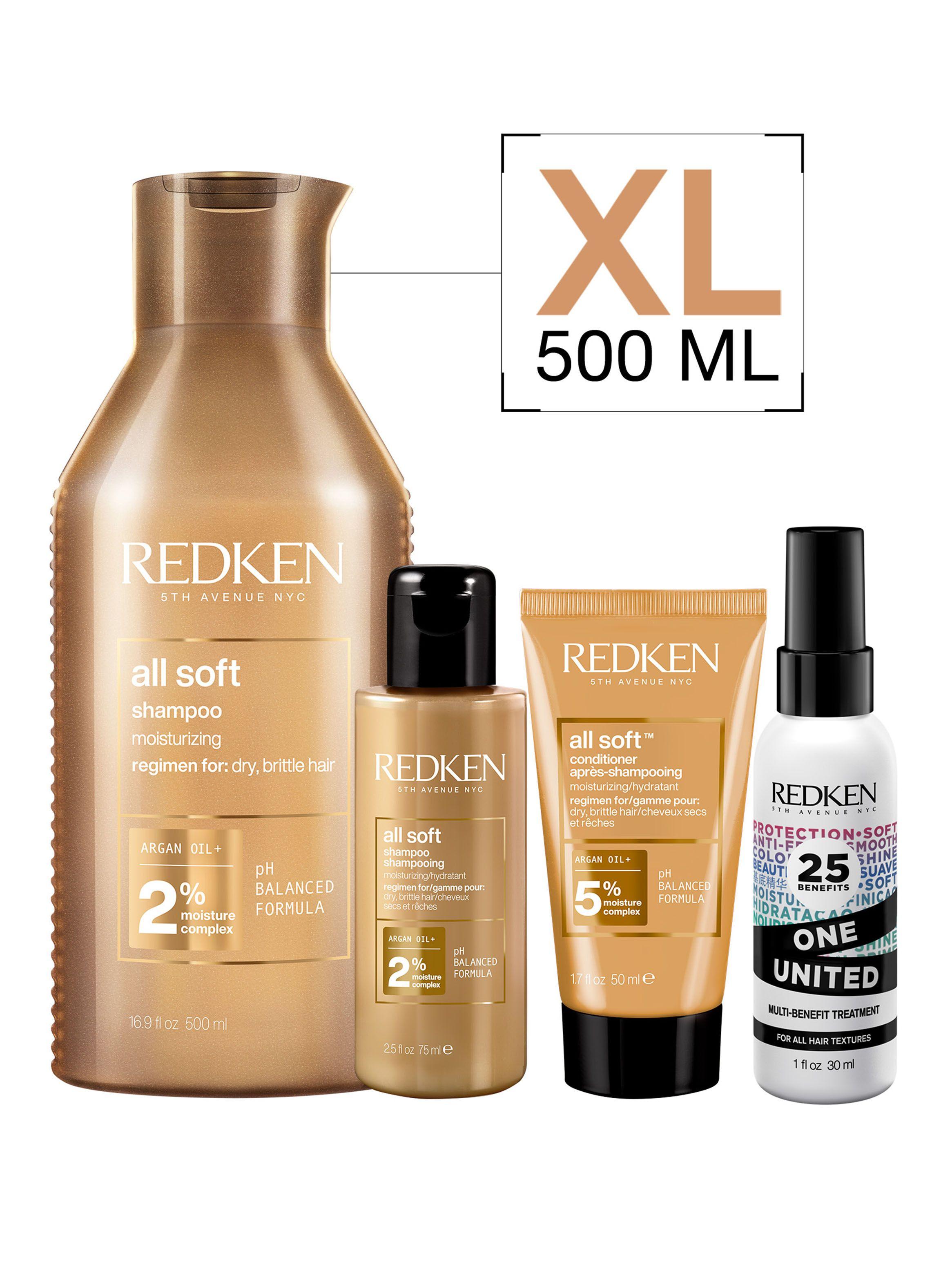 Set Hidratante cabello seco All Soft Shampoo 500ml + 75ml + Acondicionador 50ml  + Spray One United 30ml-0