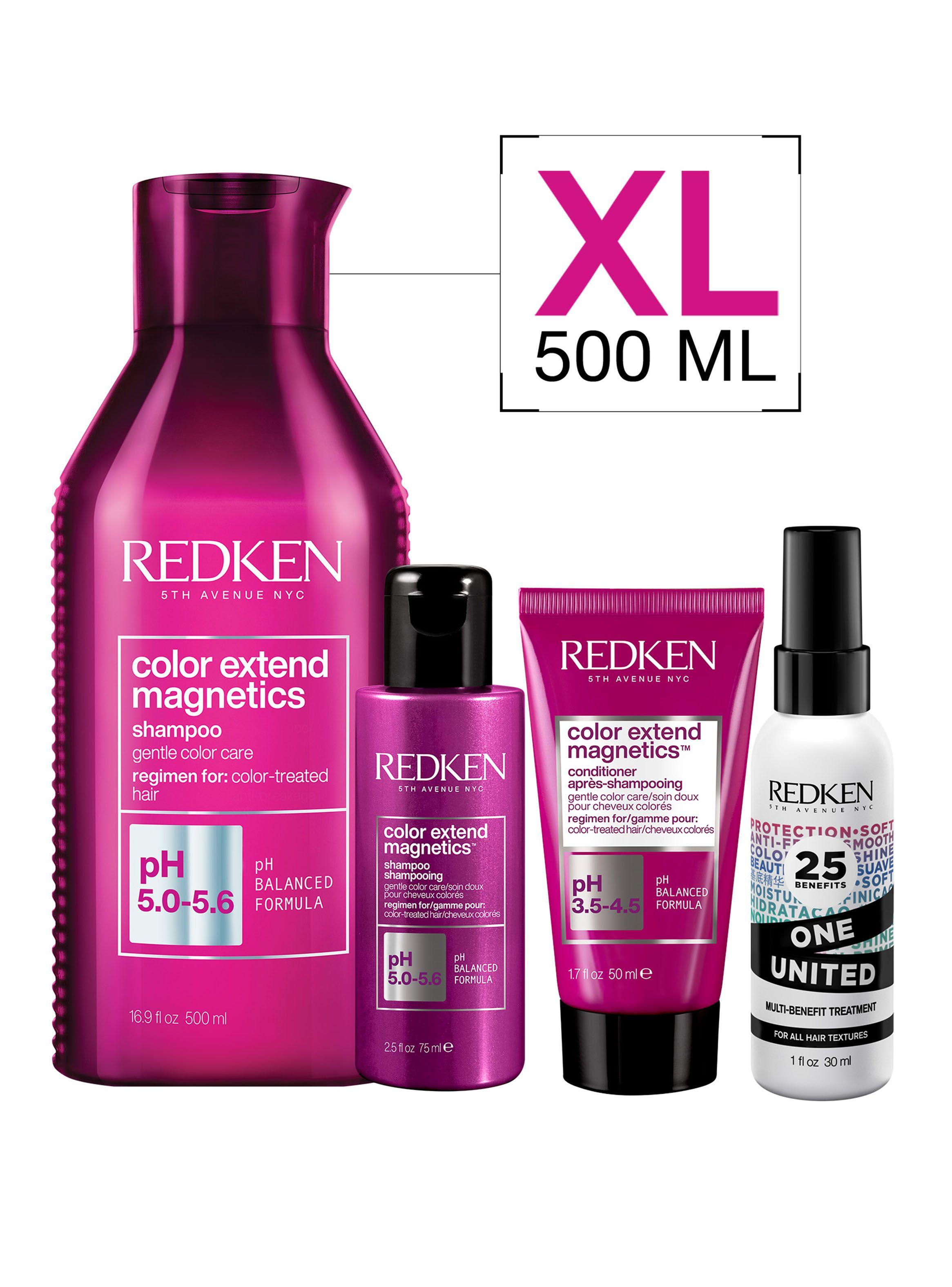 Set Color Extend Magnetics Protector del Color Shampoo 500 ml + 75ml + Acondicionador 50ml + Spray One United 30ml-0