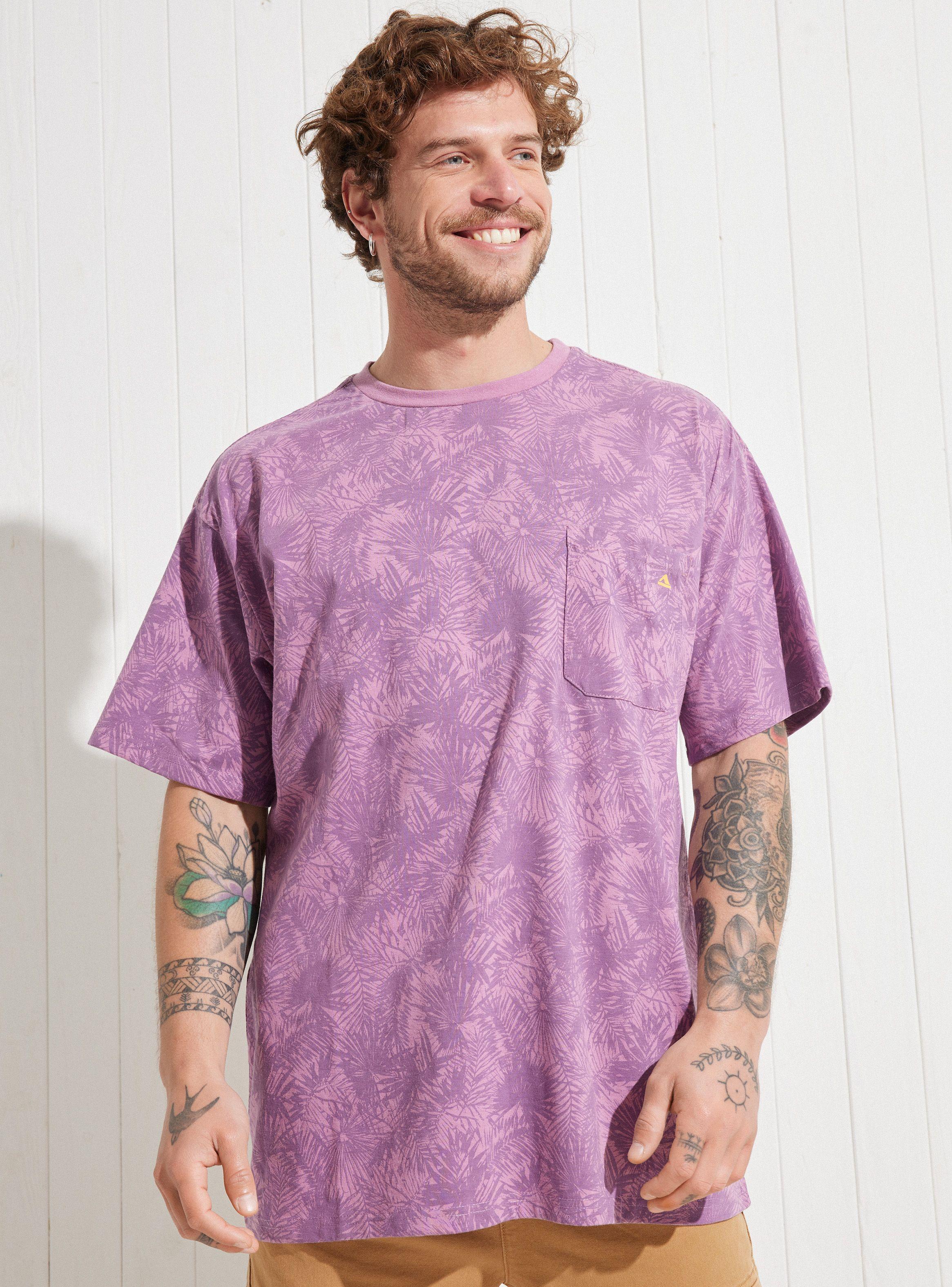 Polera MC Print Palmas Bolsillo Frontal-0