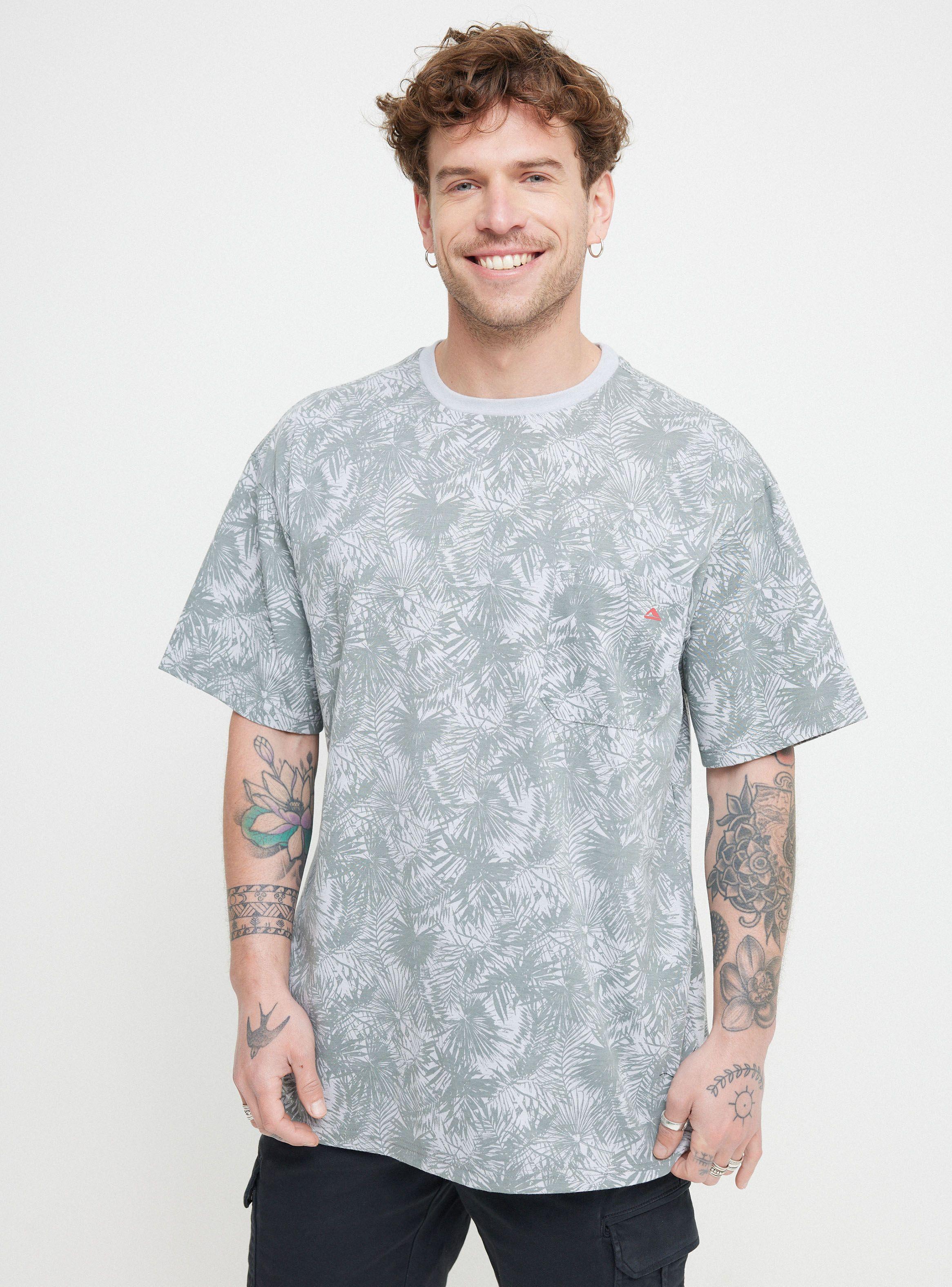Polera MC Print Palmas Bolsillo Frontal-0