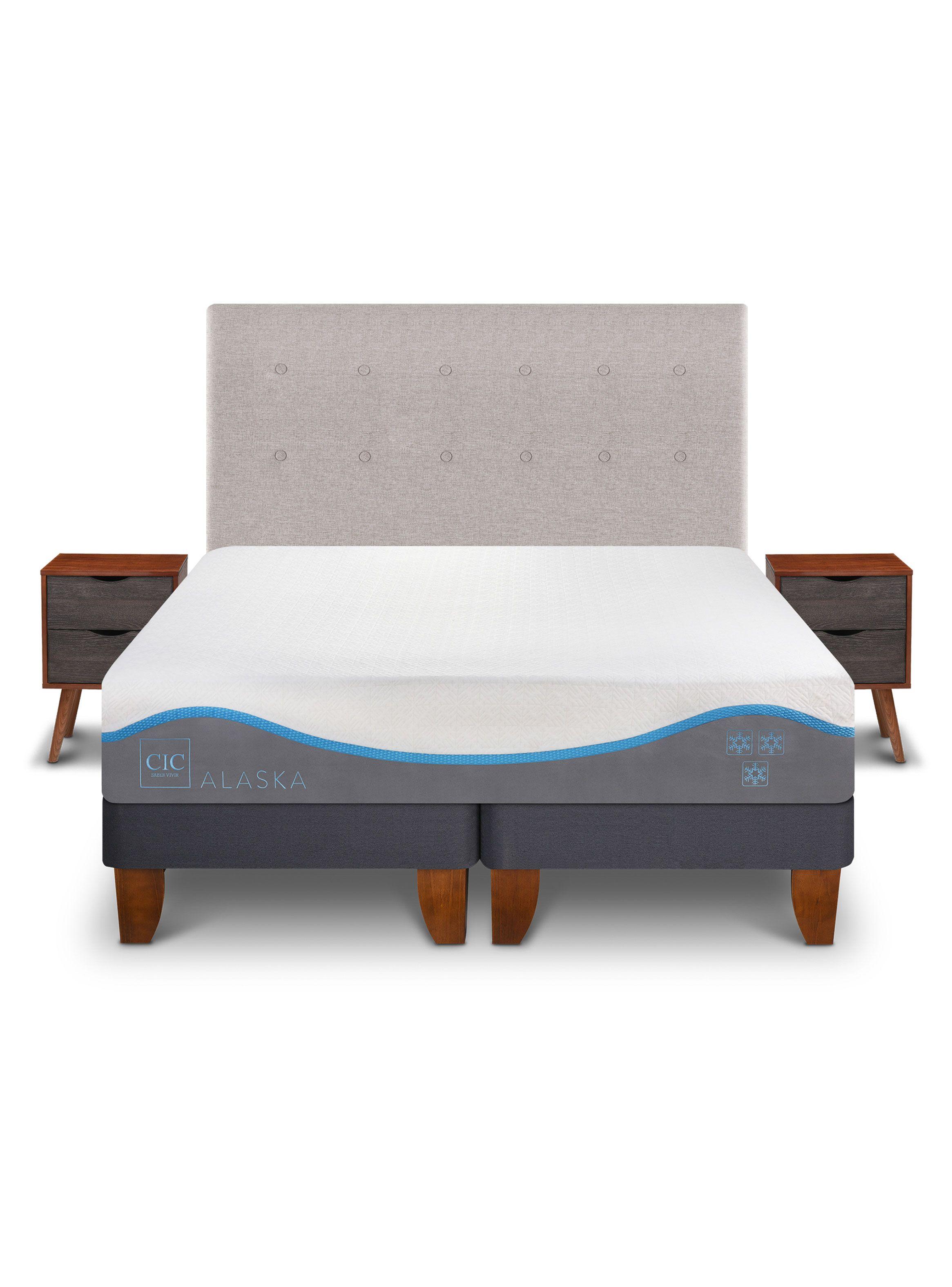 Cama Europea Alaska 2 Plazas Base Dividida + Respaldo Tigris-2
