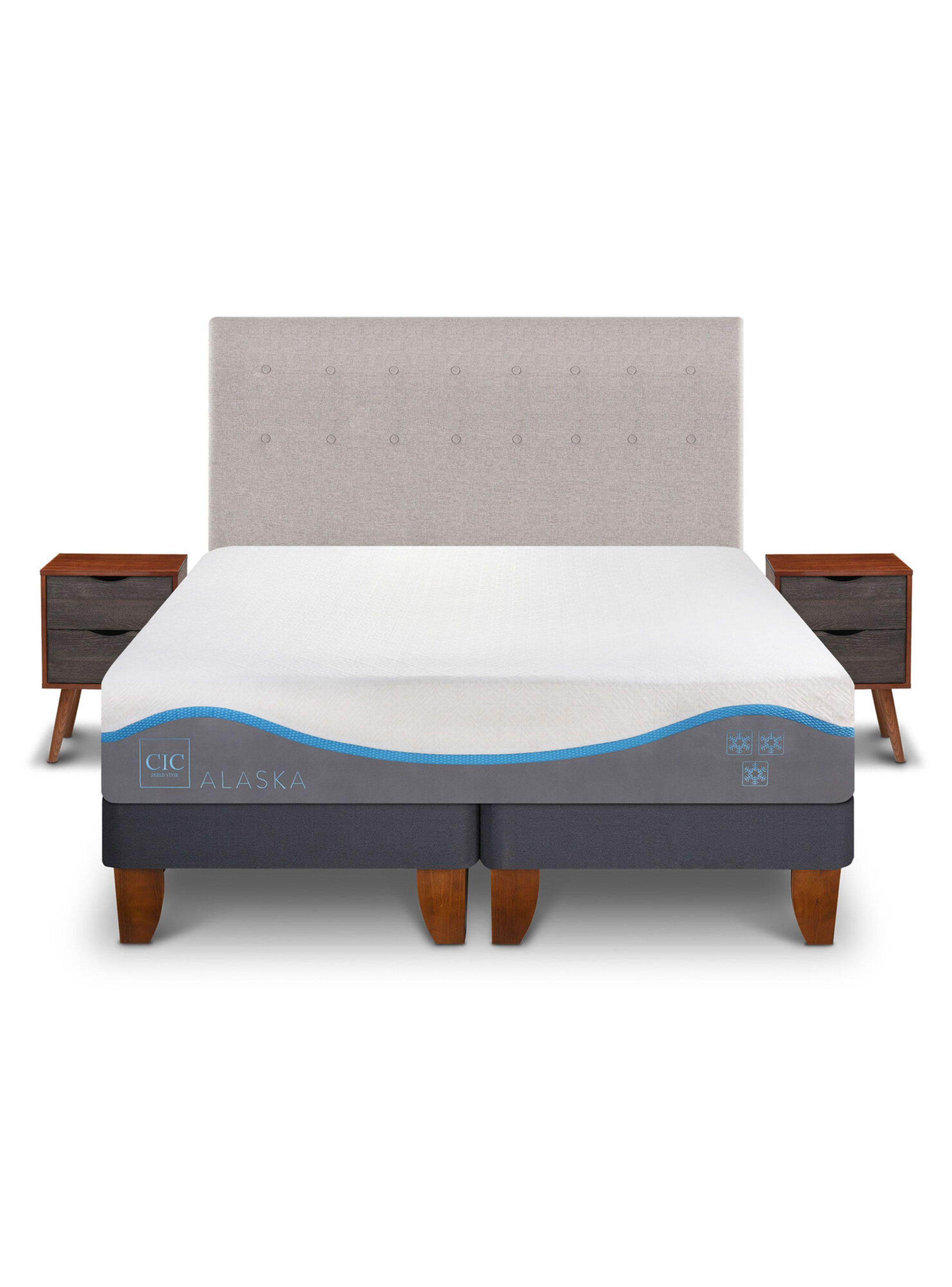 Cama Europea Alaska 2 Plazas Base Dividida + Set Muebles Tigris-2