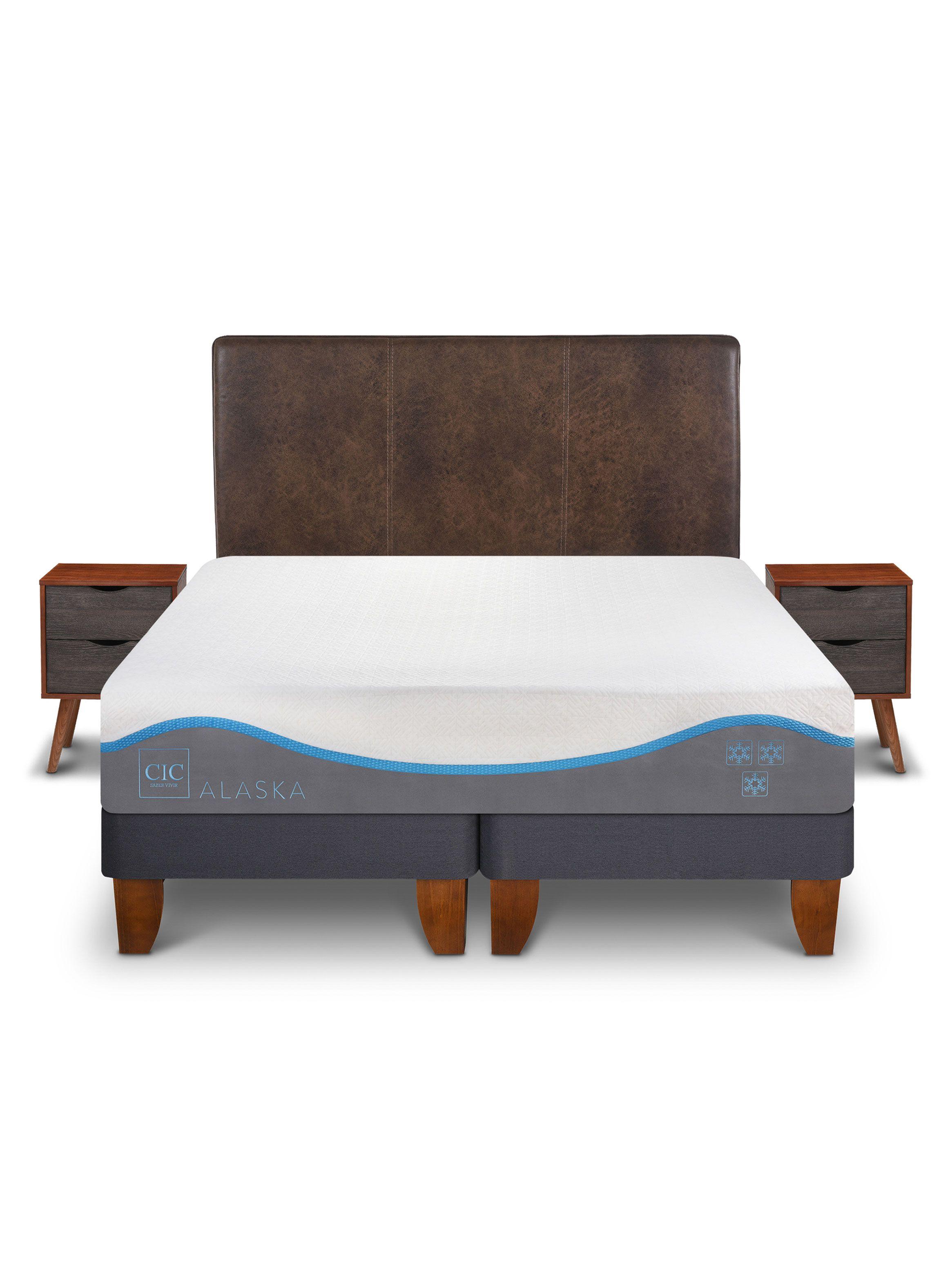 Cama Europea Alaska 2 Plazas Base Dividida + Respaldo Baker-2