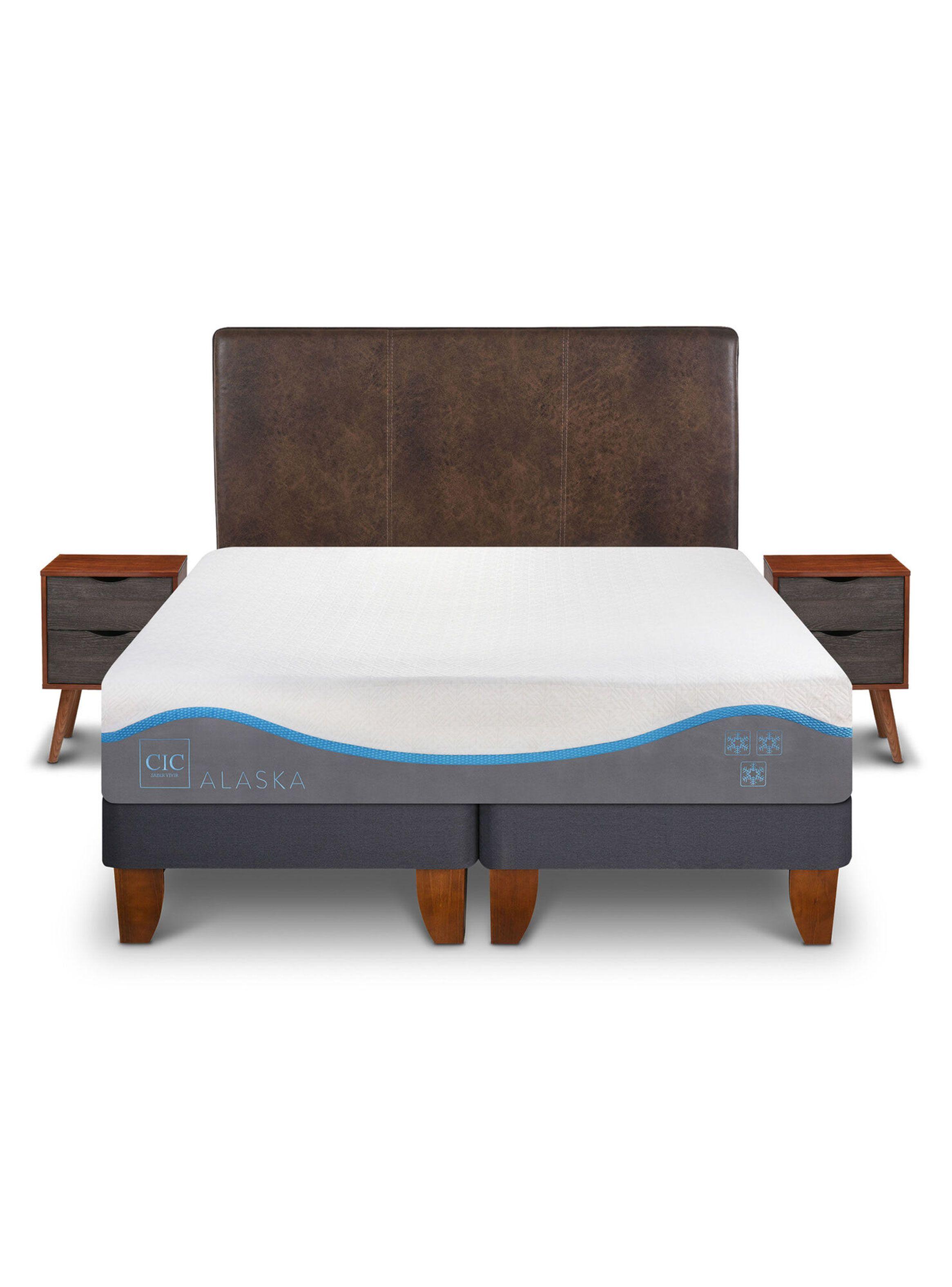 Cama Europea Alaska 2 Plazas Base Dividida + Set Muebles Baker-2