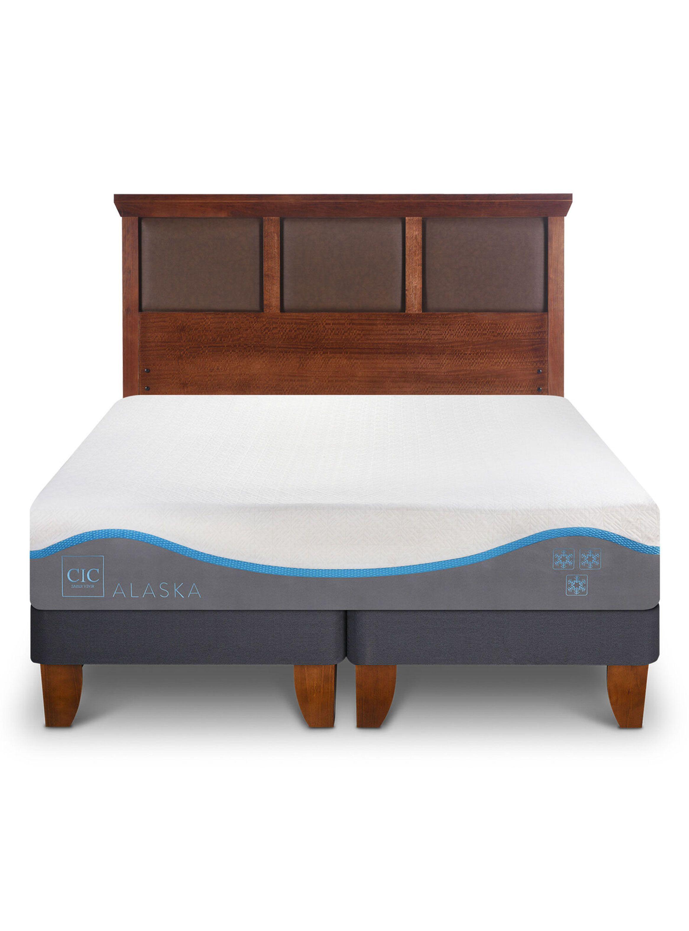Cama Europea Alaska 2 Plazas Base Dividida + Respaldo New Torino Caramel-2