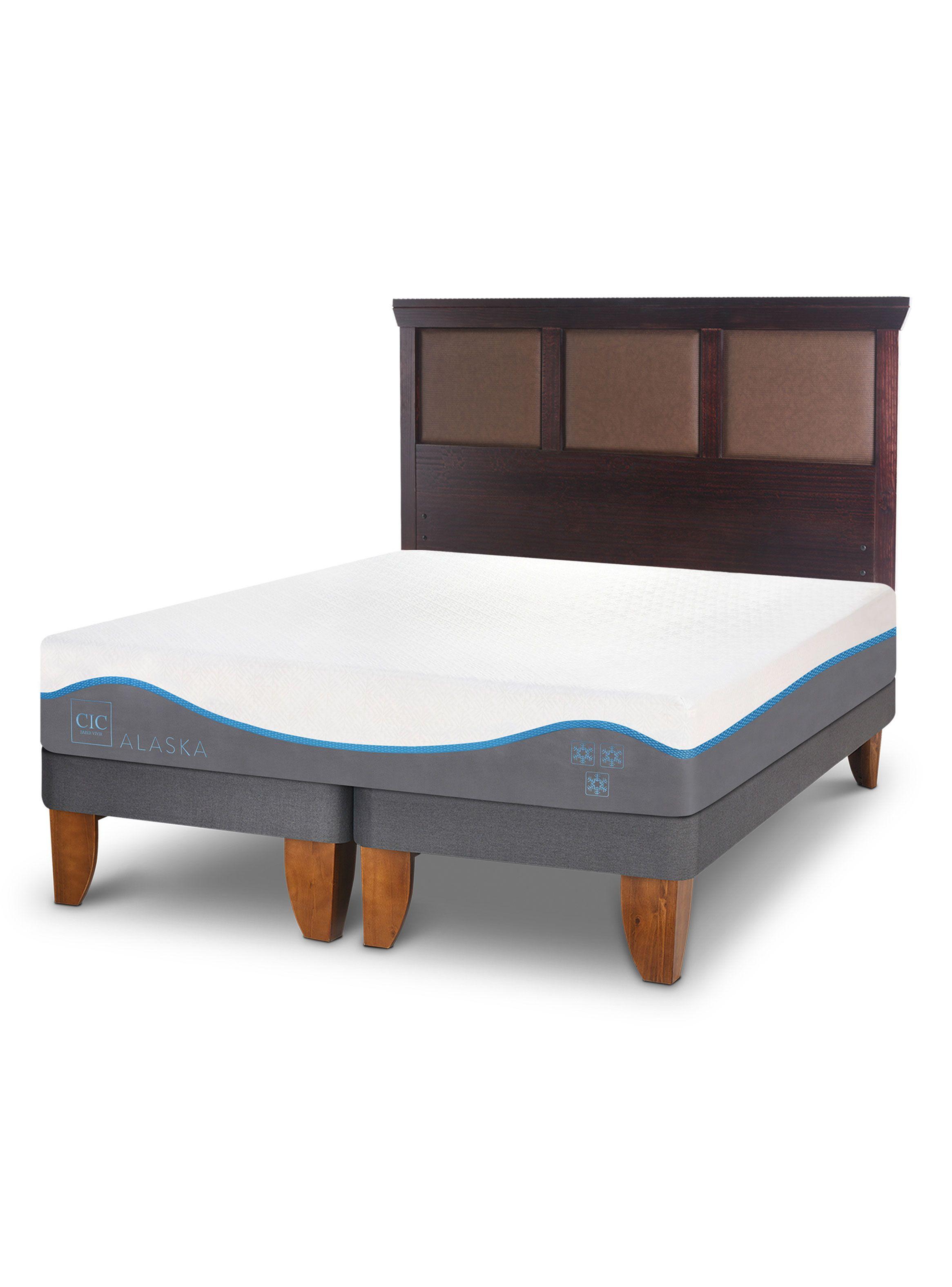 Cama Europea Alaska 2 Plazas Base Dividida + Respaldo New Torino Chocolate-2