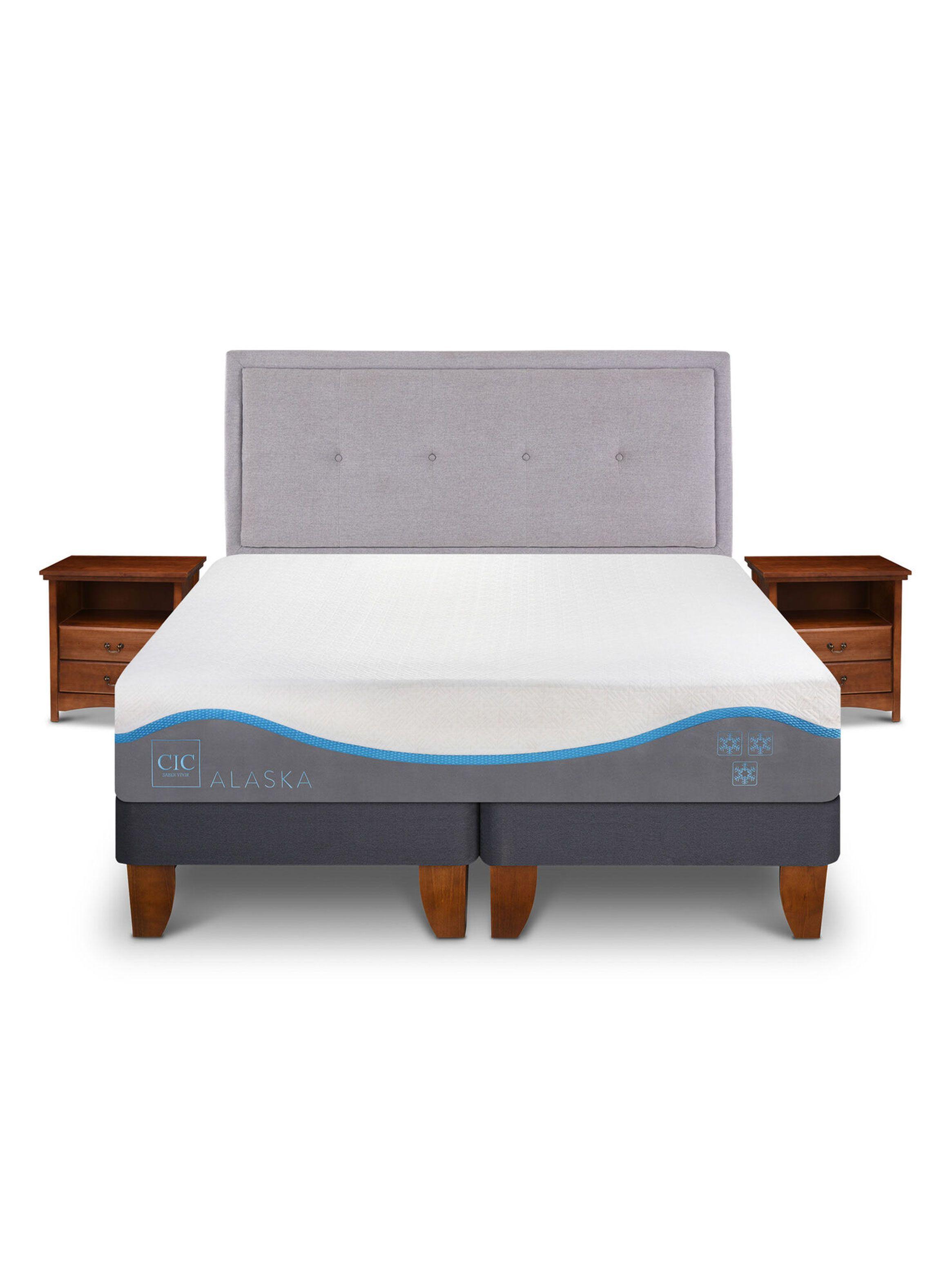 Cama Europea Alaska 2 Plazas Base Dividida + Set Muebles Ganges-2