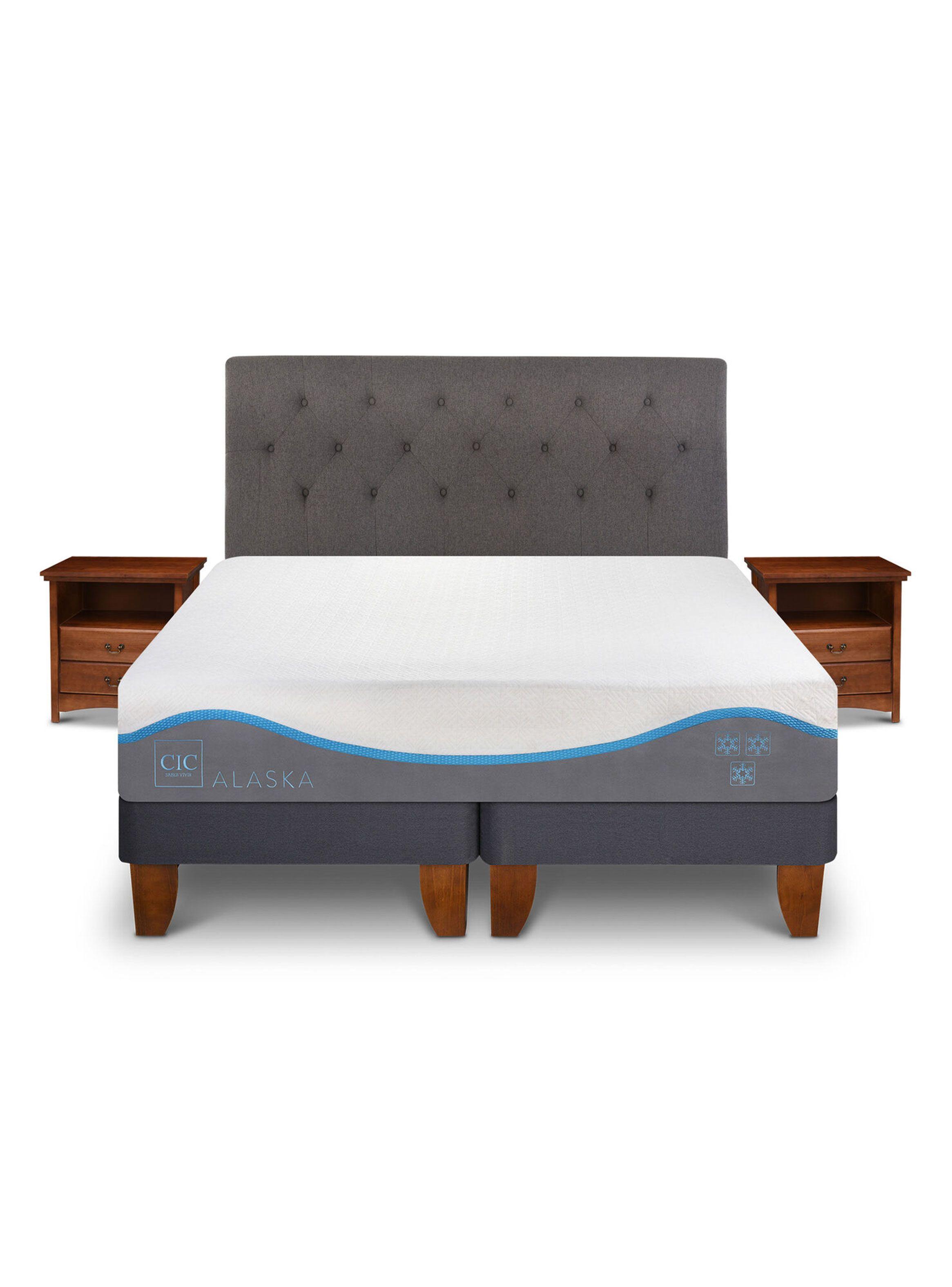 Cama Europea Alaska 2 Plazas Base Dividida + Set Muebles Kavery-2