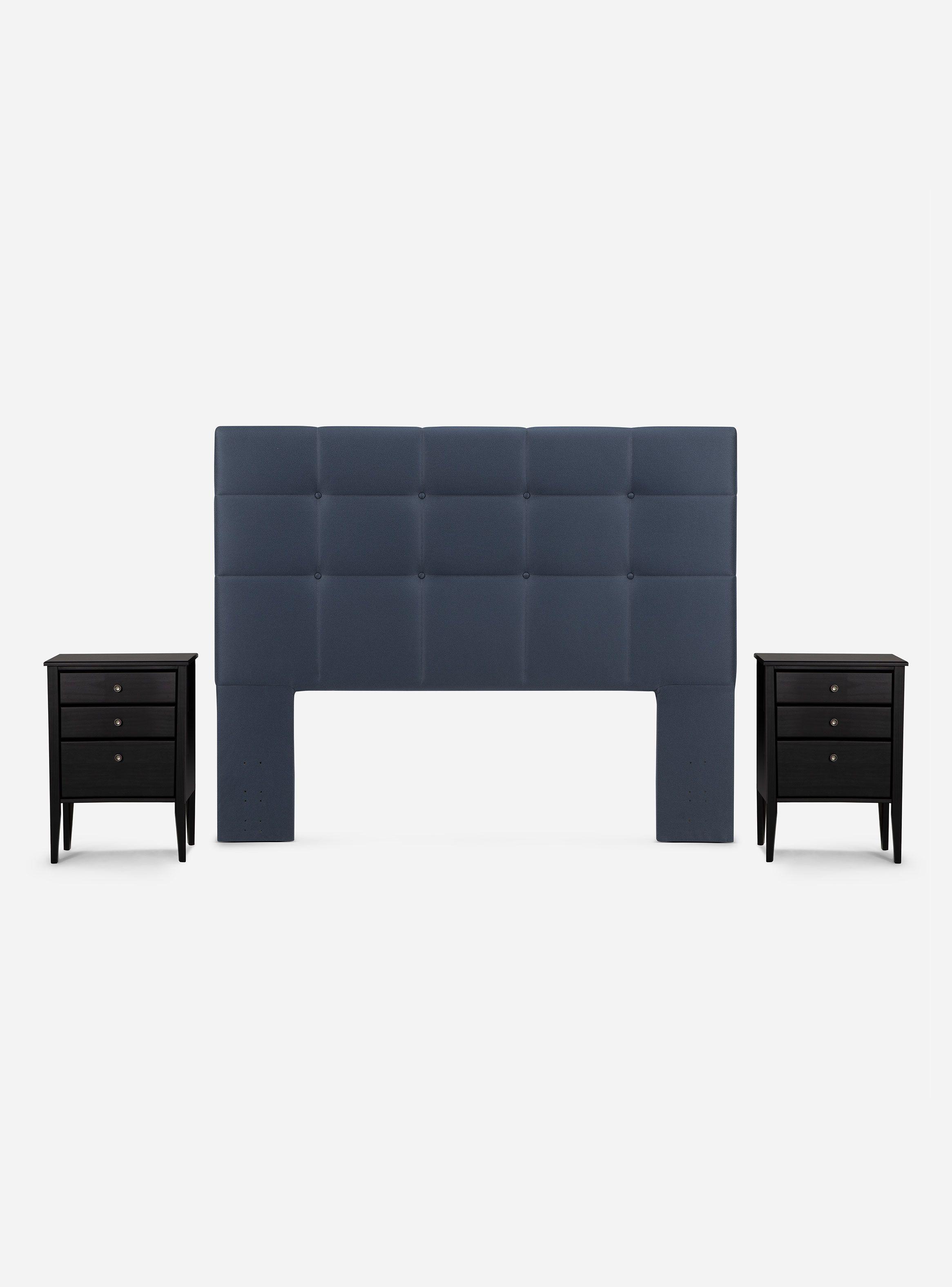 Cama Europea Indie 2 Plazas Base Dividida + Respaldo + Velador Issey-2