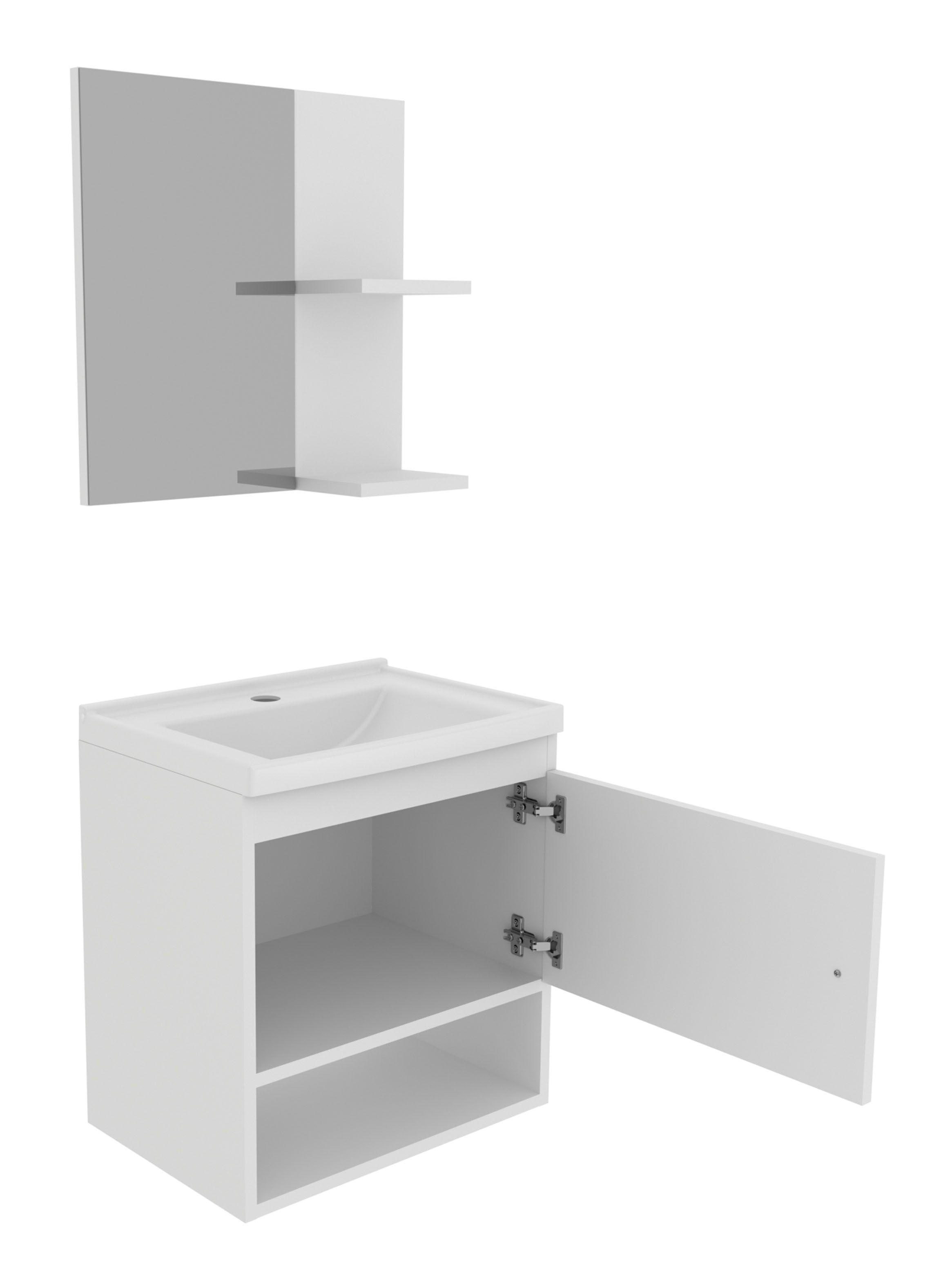 Kit Mueble Baño Aéreo con Lavamanos + Espejo Mural-2