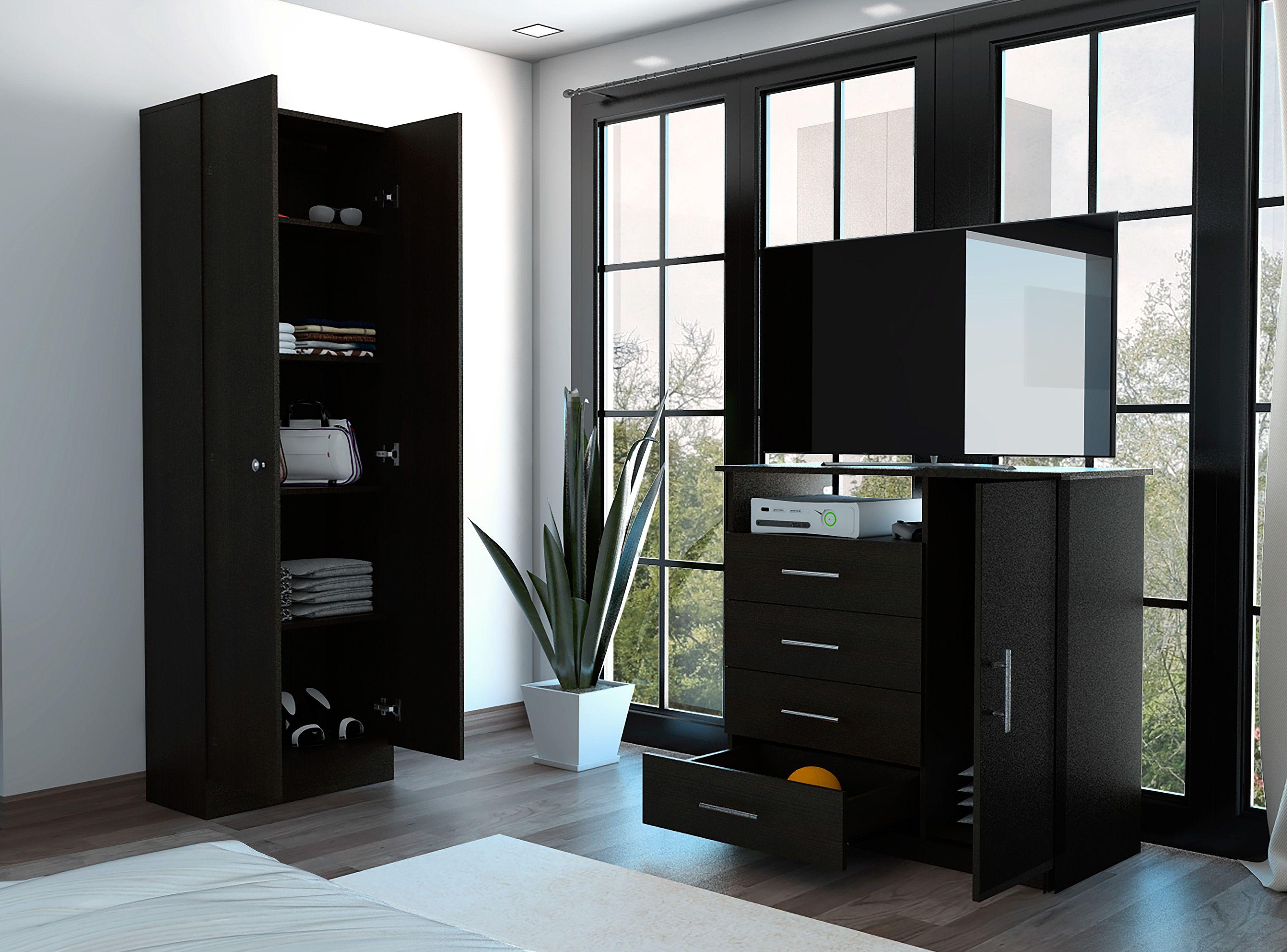 Combo Dormitorio Dreams 1: Clóset 2P + Cómoda Wengue 4C-2