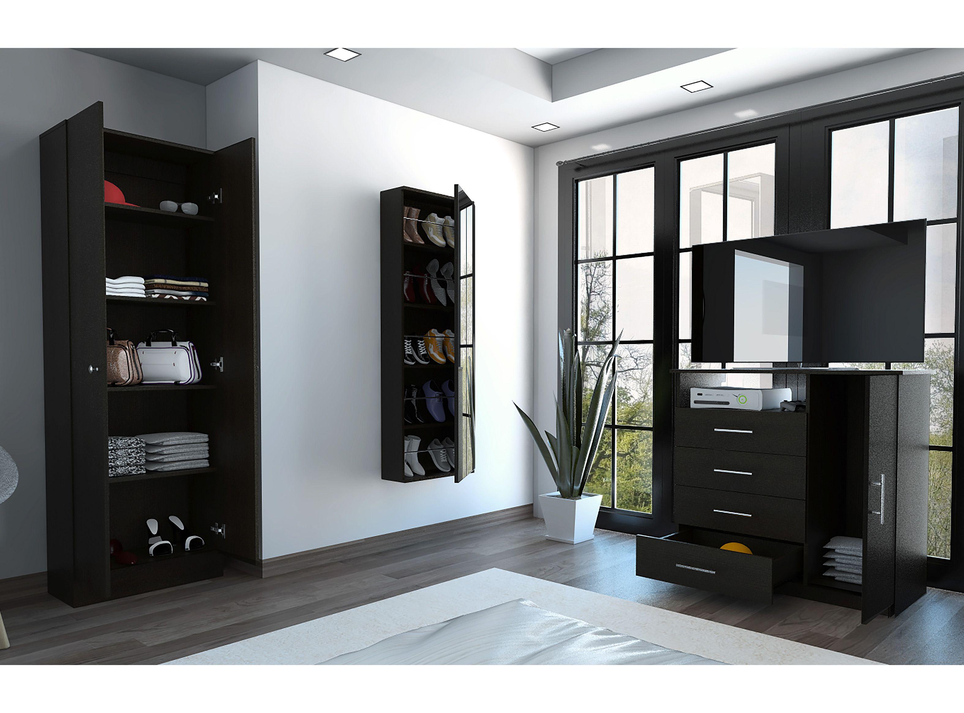 Combo Dormitorio Dreams 4: Clóset 2P + Cómoda 4C + Zapatero Wengue-2