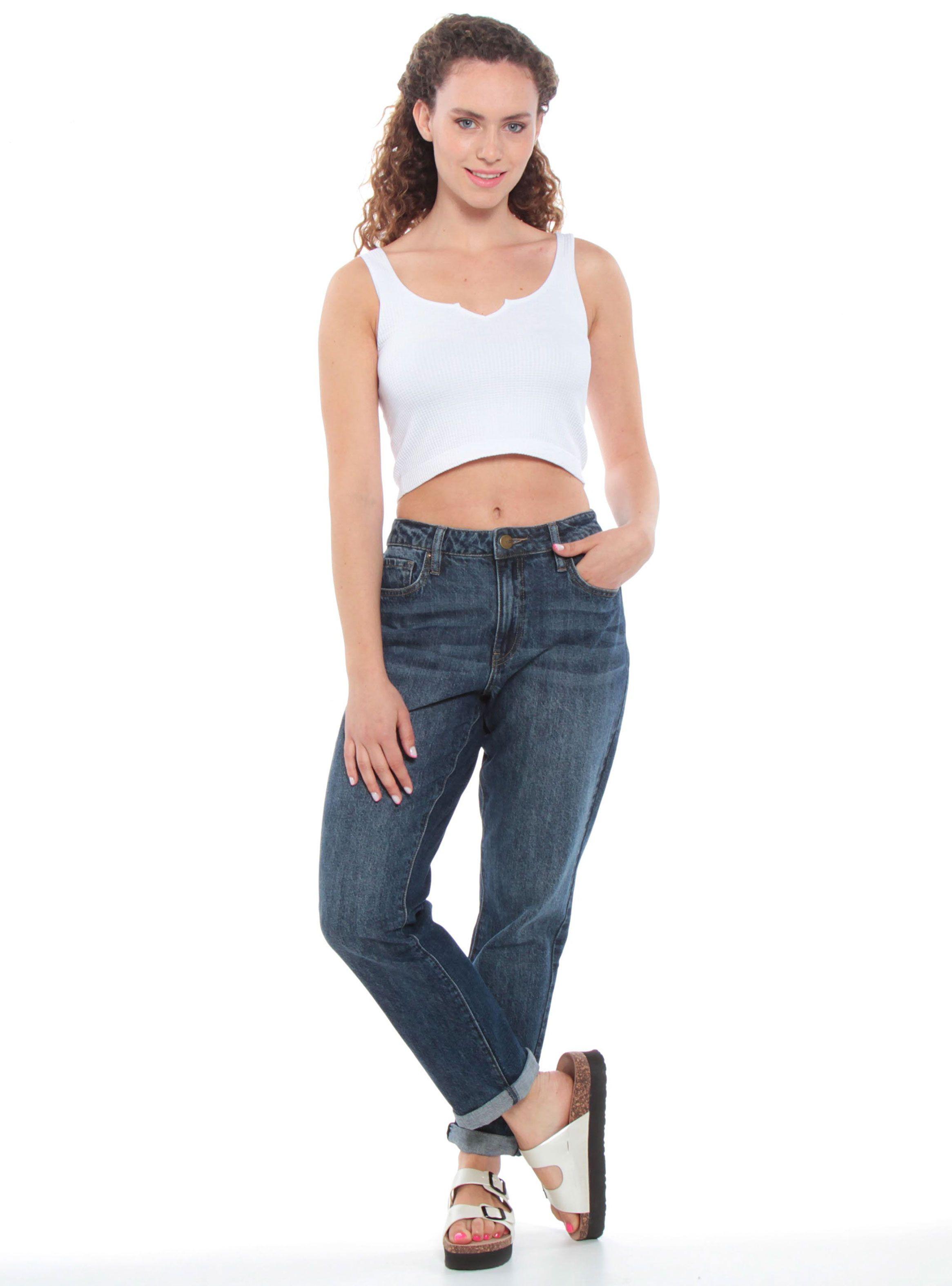 Jeans Crop Pretina 1 Botón Cropped-3