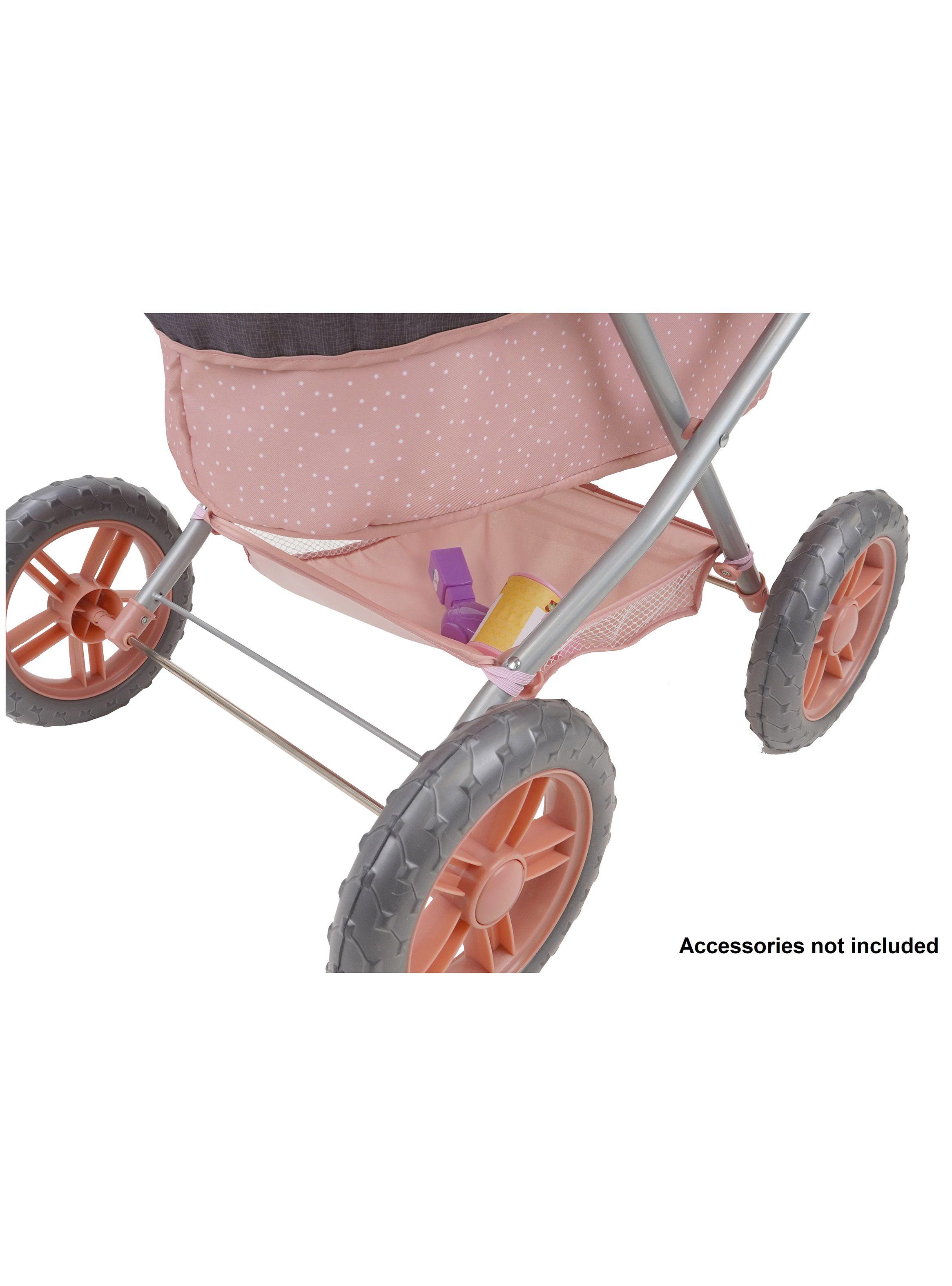 Coche Cuna para Muñeca Little Swan Gris Rosa-3