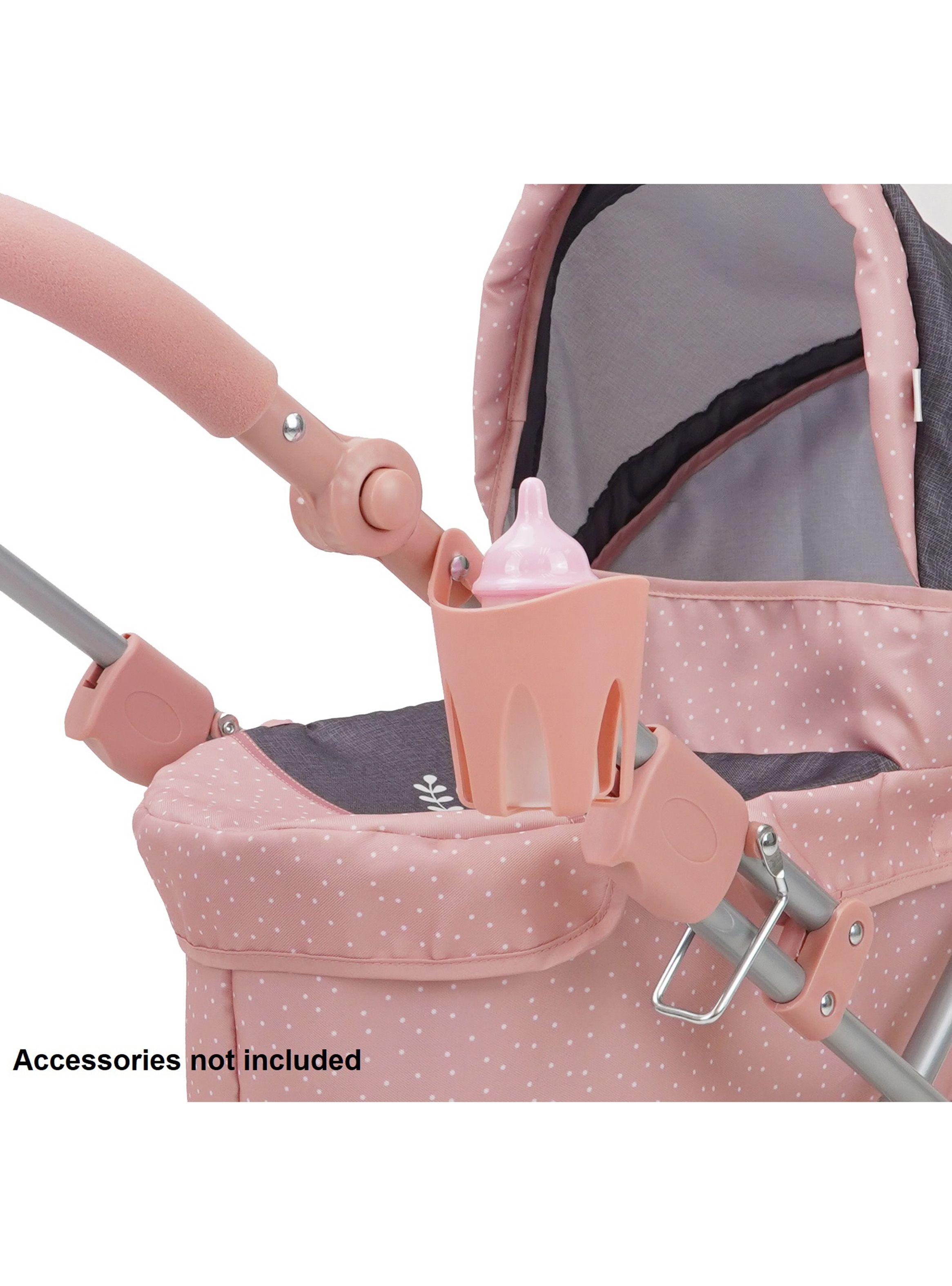 Coche Cuna para Muñeca Little Swan Gris Rosa-4
