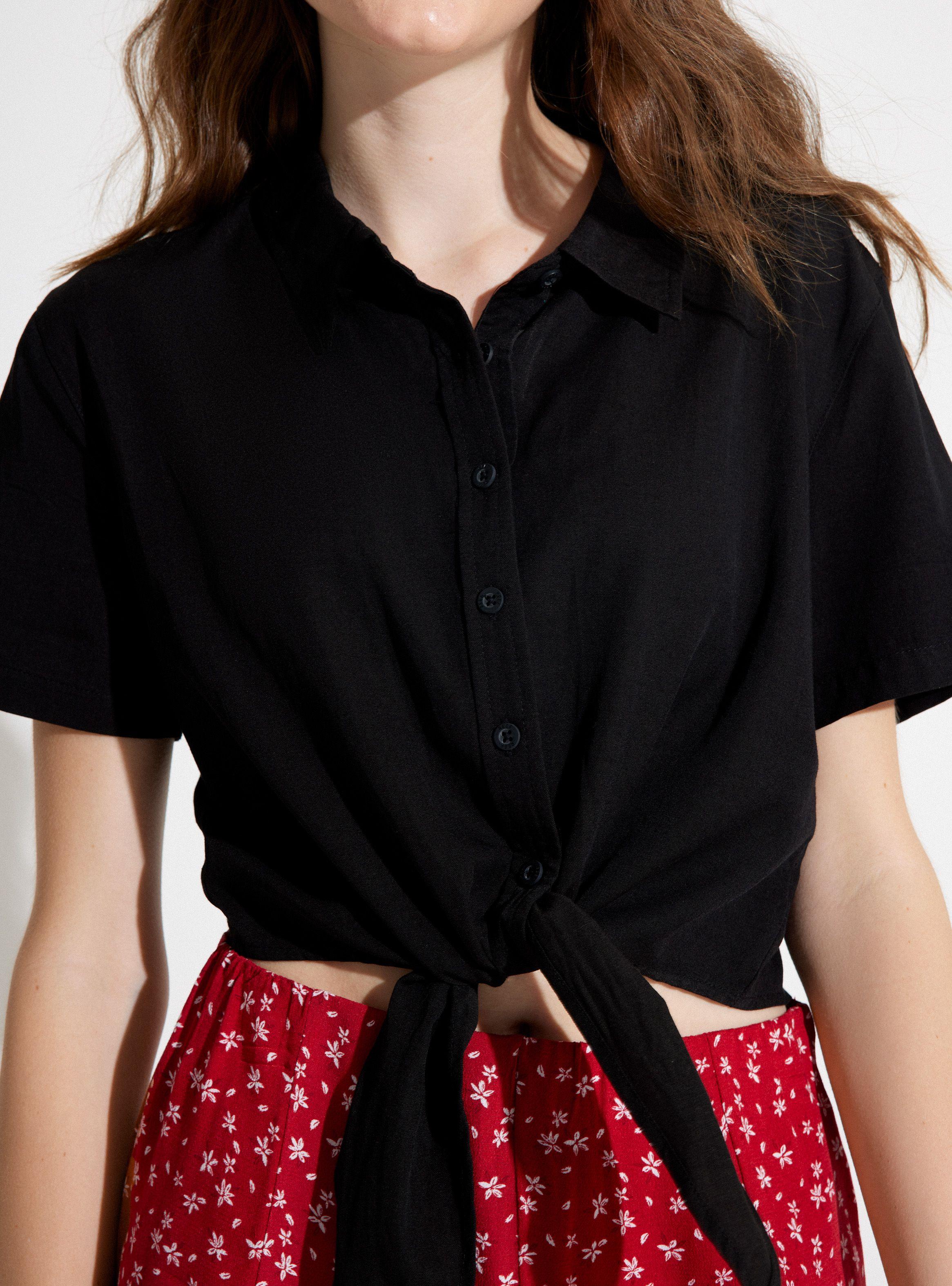 Blusa Manga Corta Nudo Delantero-3