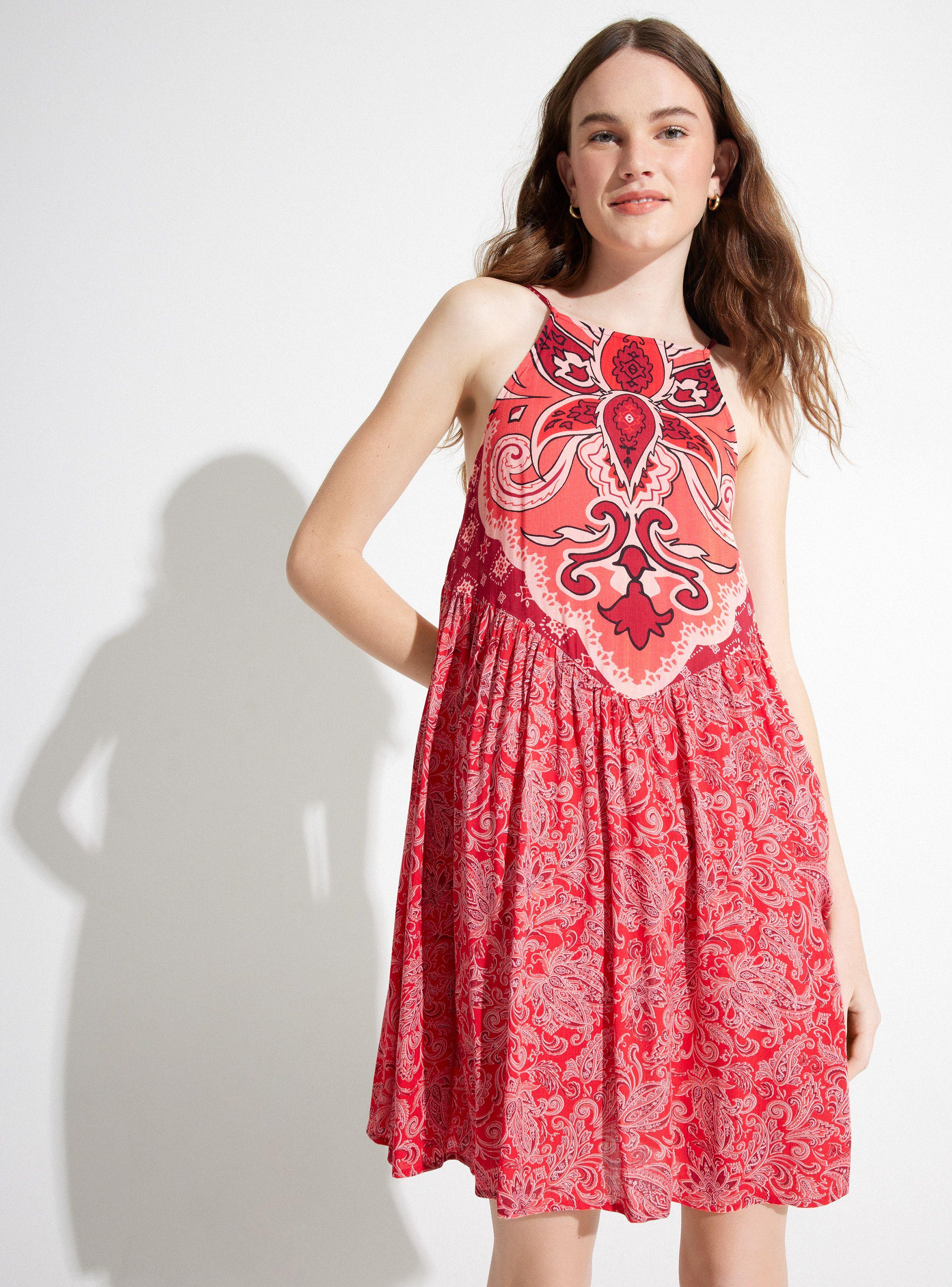 Vestido Cuello Halter Corto Estampado-0