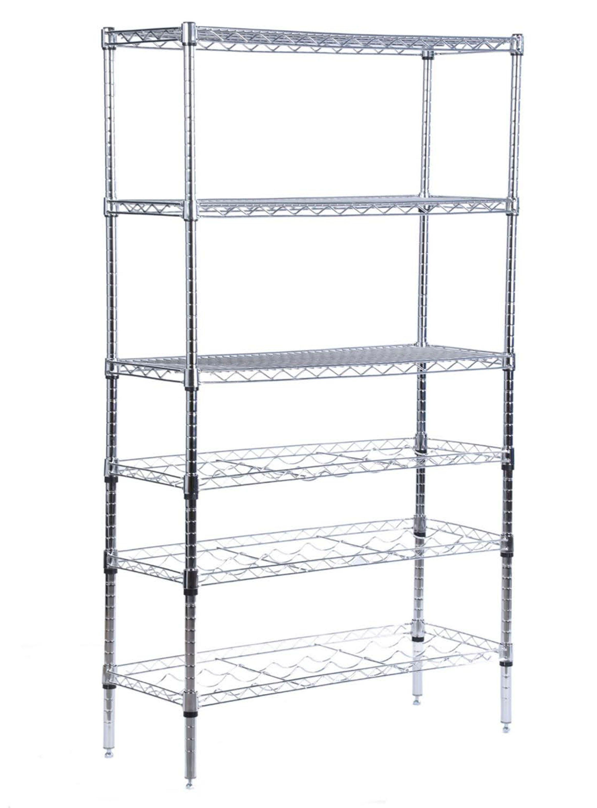 Rack Acero Cromado 27 Botellas Vino 36 x 91 x 160 cm-1