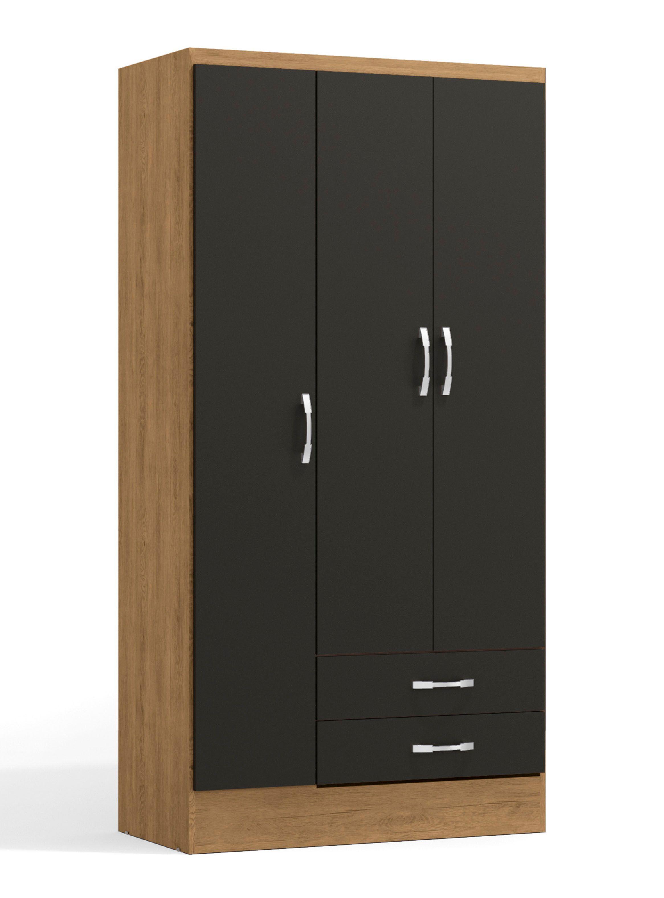 Clóset Leticia 3 Puertas 2 Cajones Freijó Negro-2