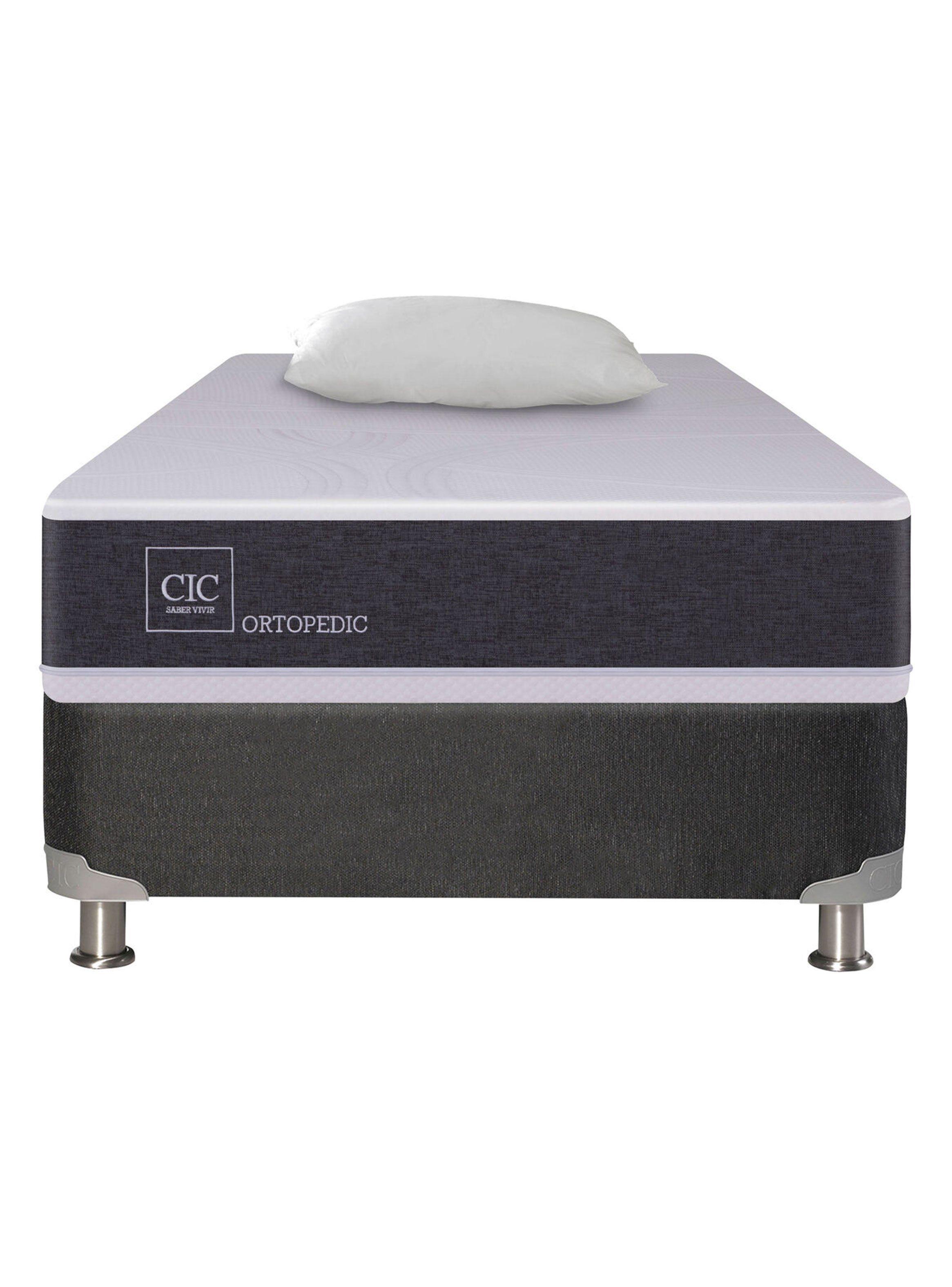 Box Spring New Ortopedic B5 Black 1 Plaza + Almohada-1