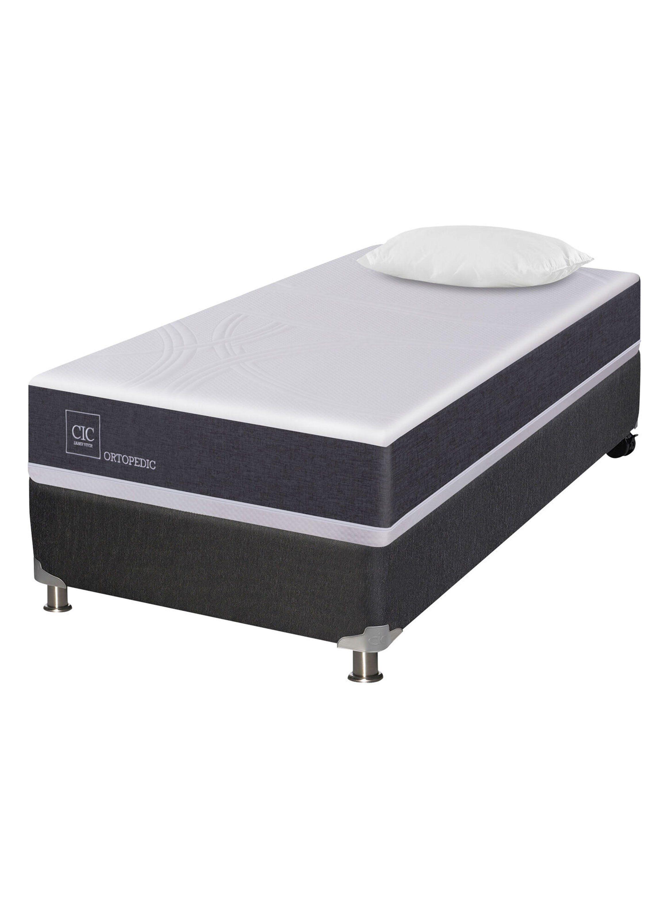 Box Spring New Ortopedic B5 Black 1 Plaza + Almohada-0