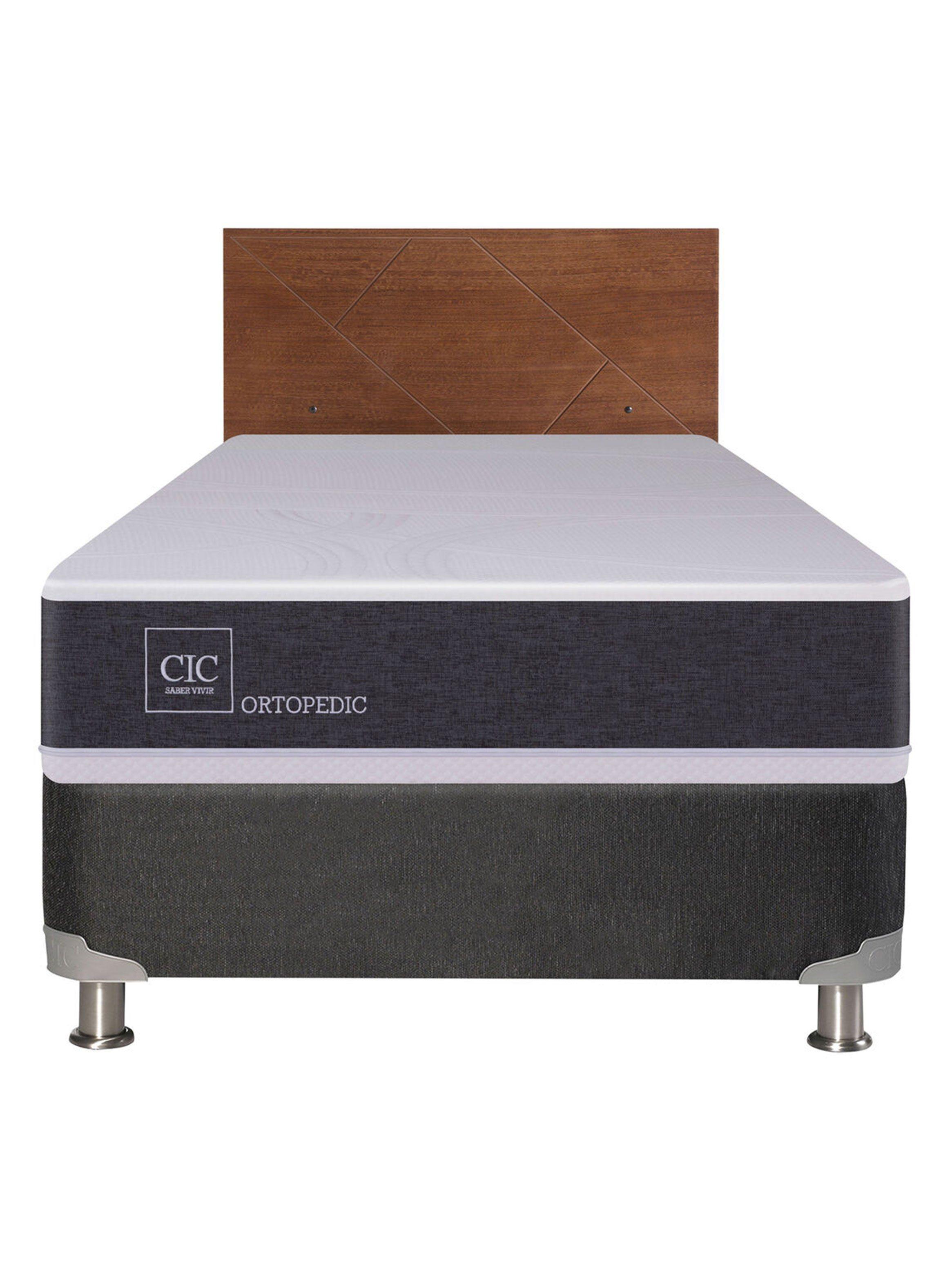 Box Spring New Ortopedic B5 Black 1 Plaza + Respaldo New Villarrica Sin Textil-1