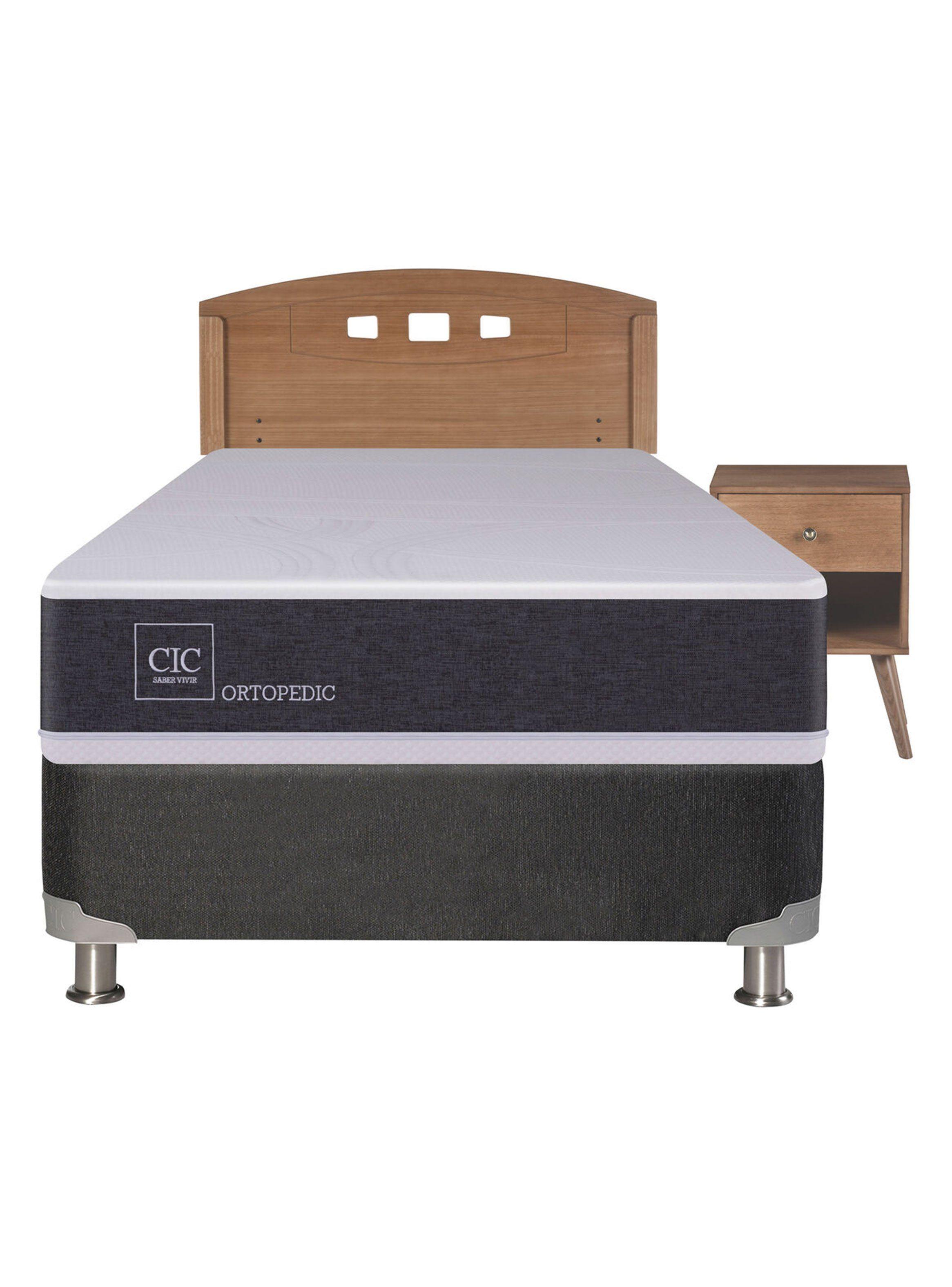 Box Spring New Ortopedic B5 Black 1 Plaza + Set New Gales Sin Textil-1