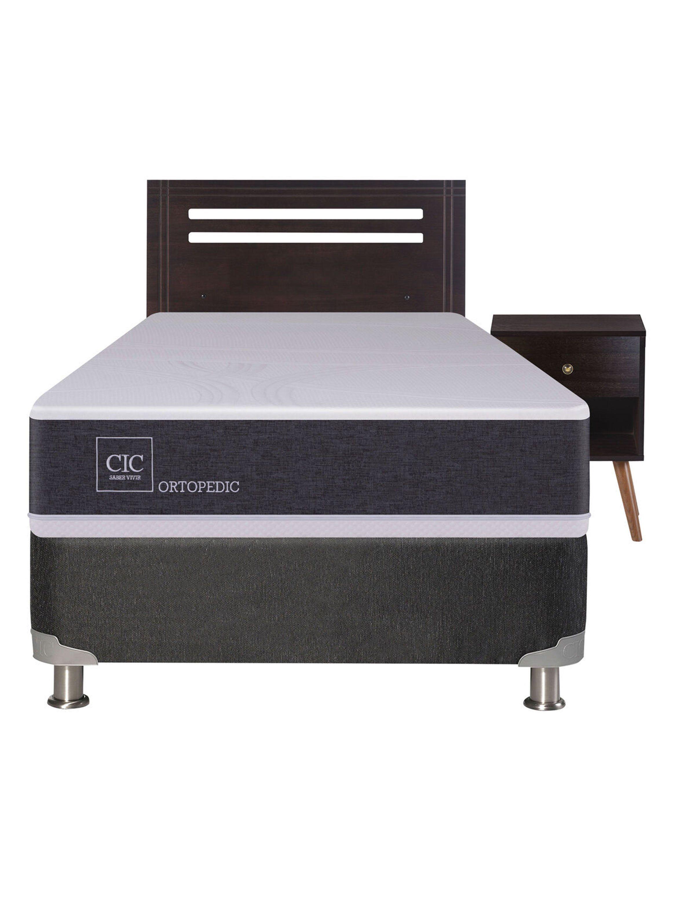 Box Spring New Ortopedic B5 Black 1 Plaza + Set New Munich Sin Textil-1