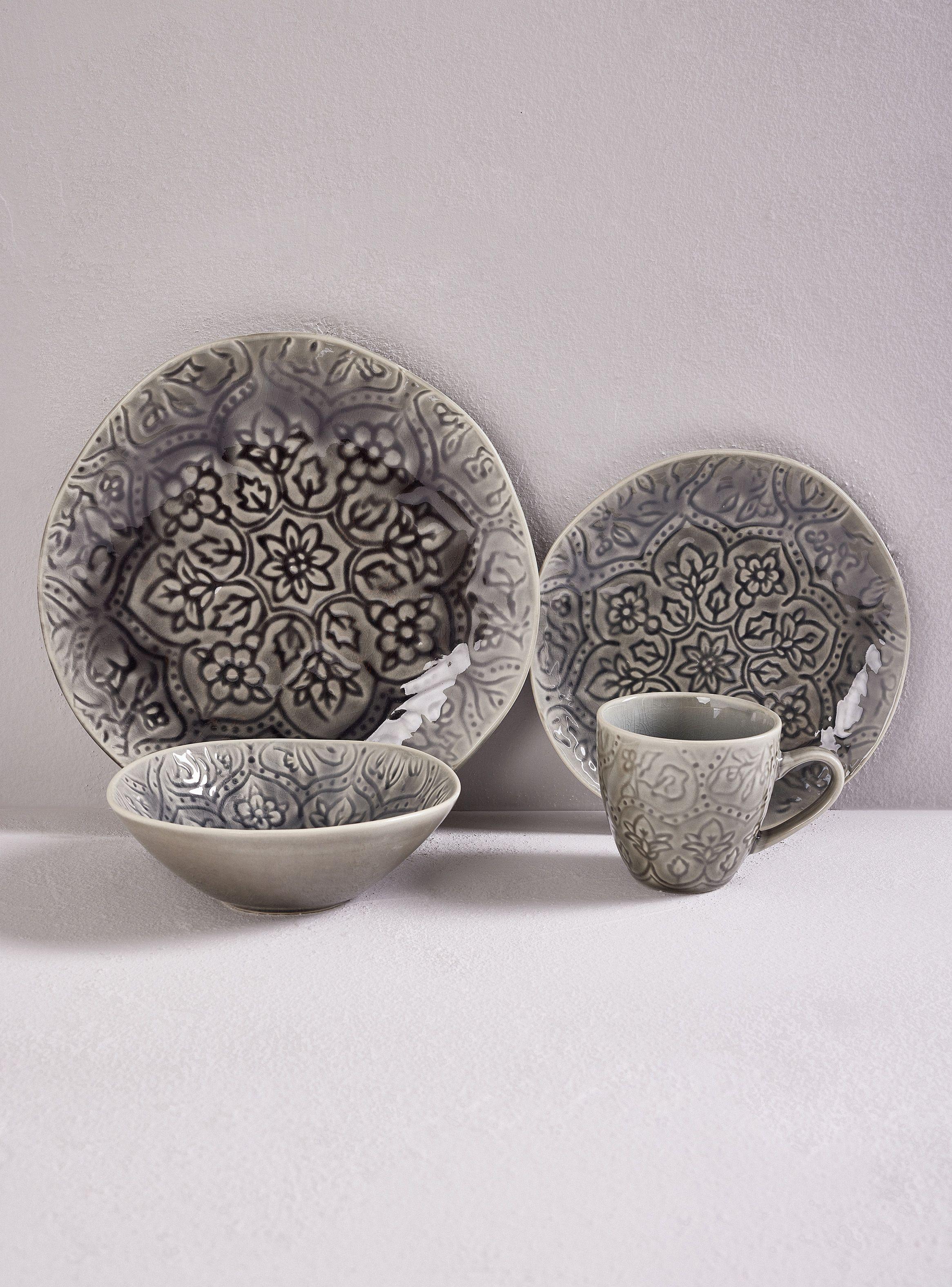 Set Vajilla 24 Piezas Mandala Black Cerámica-0