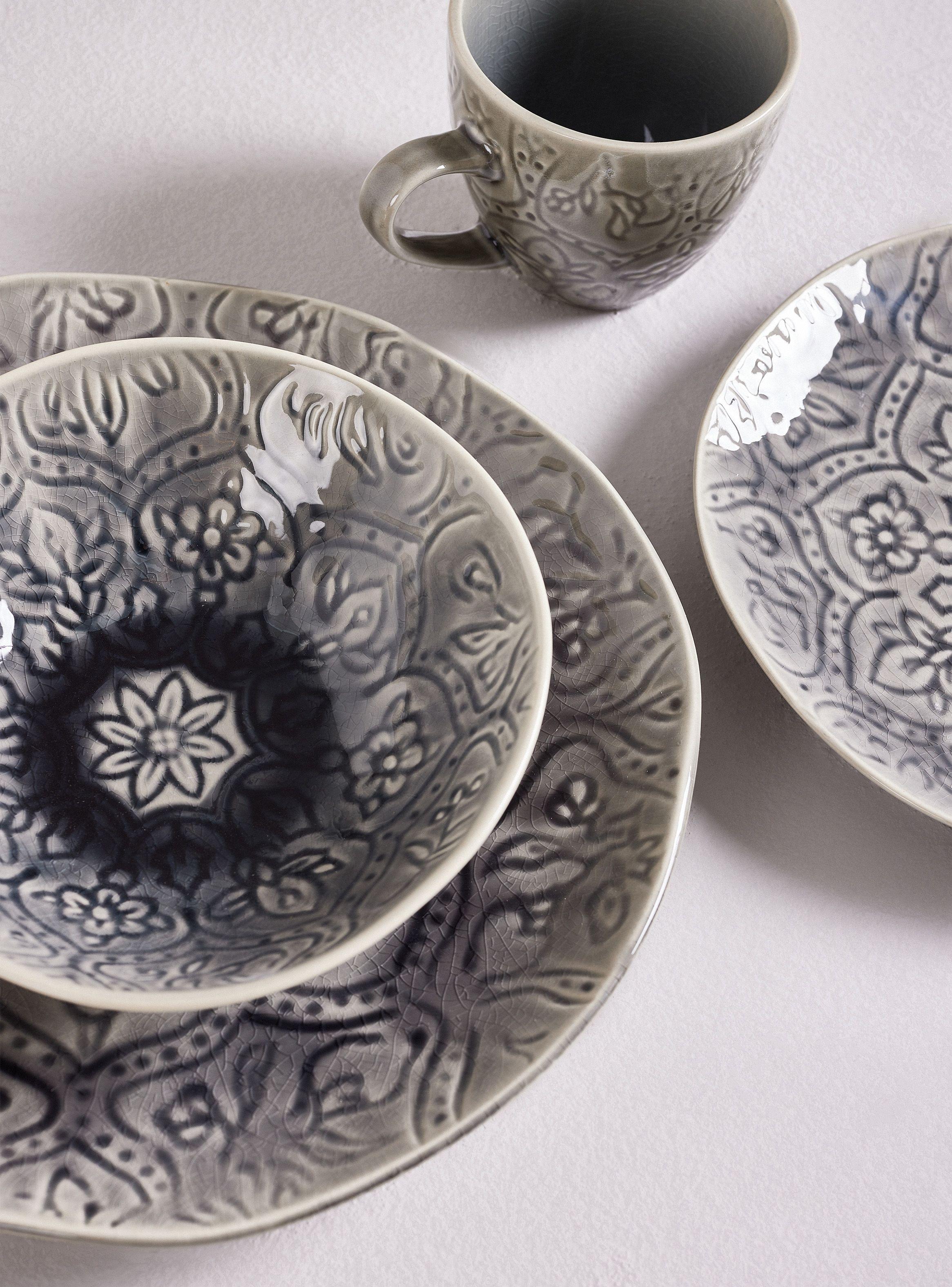 Set Vajilla 24 Piezas Mandala Black Cerámica-1