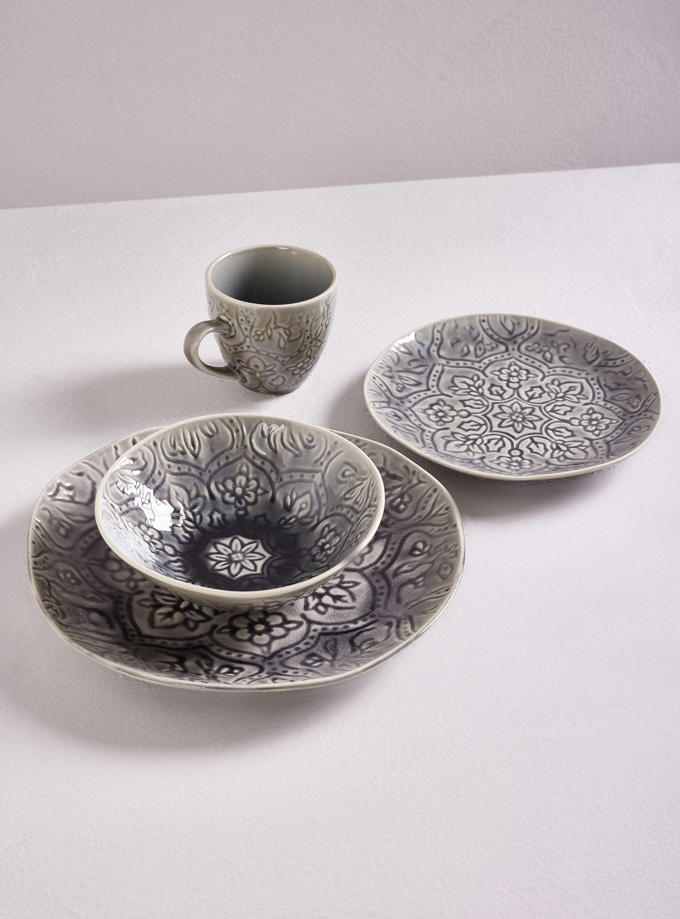 Set Vajilla 24 Piezas Mandala Black Cerámica-2