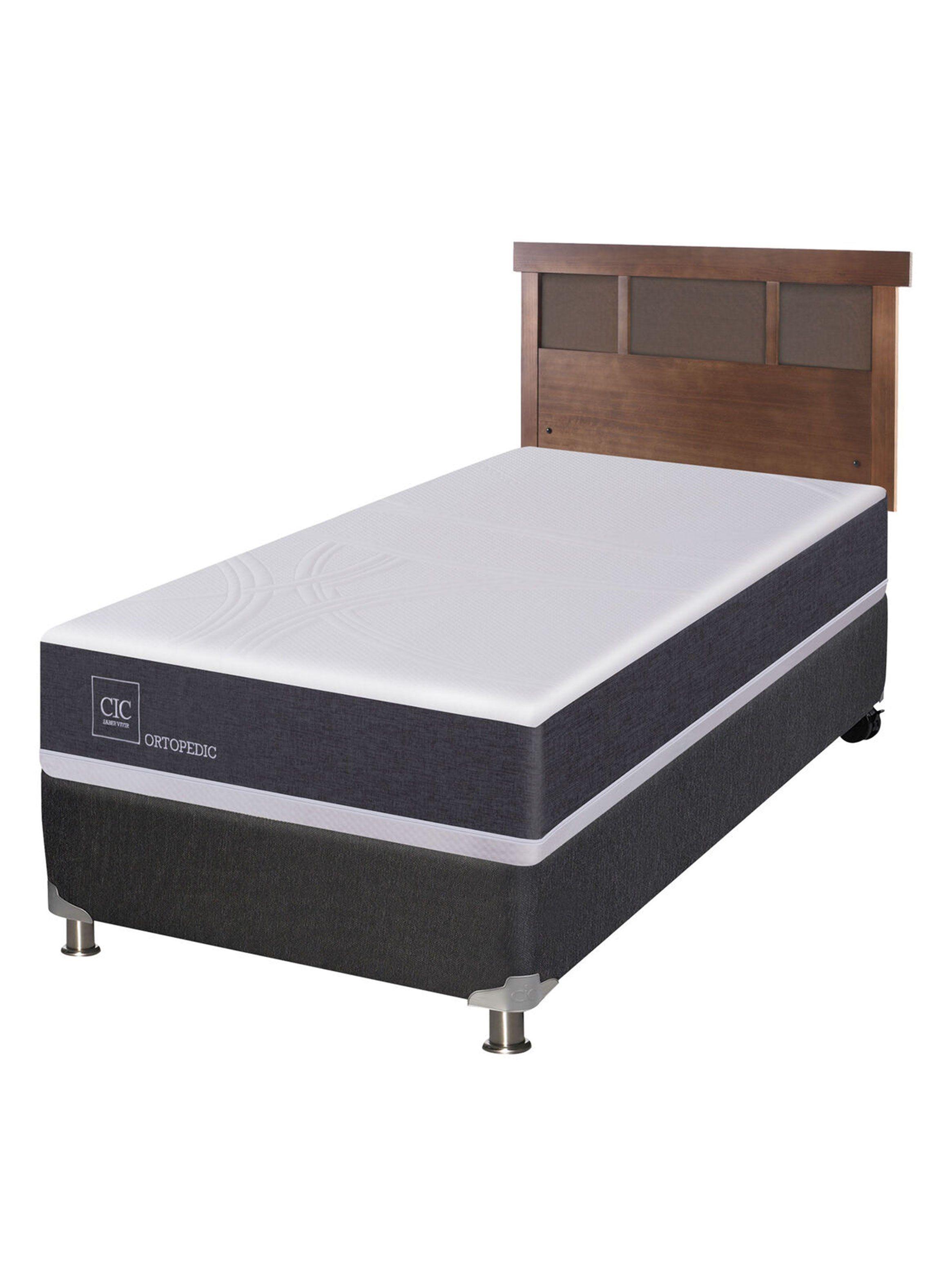 Box Spring New Ortopedic B5 Black 1 Plaza + Respaldo New Dublin Caramelo Sin Textil-0