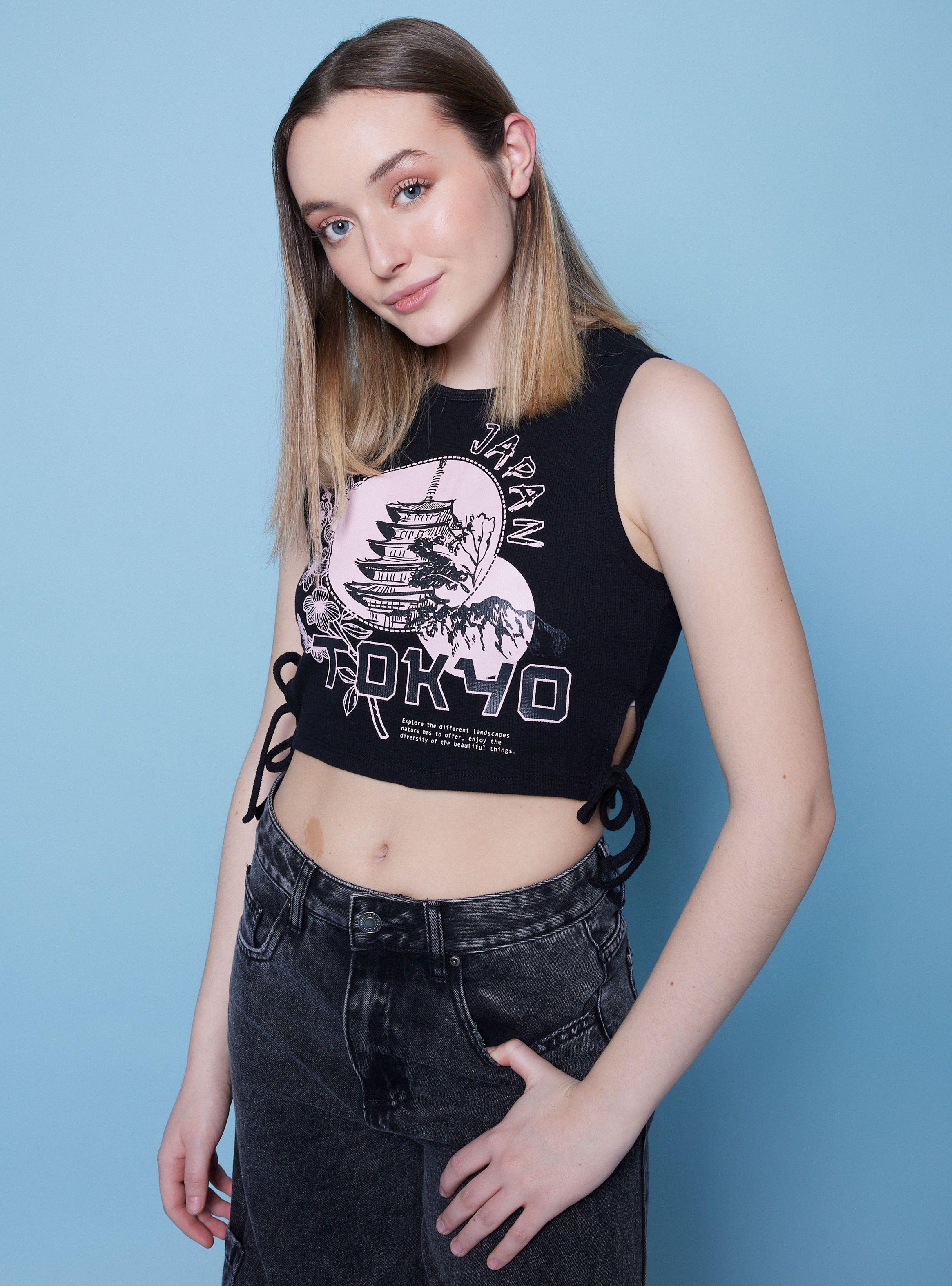 Polera Crop Nudo Costado-0