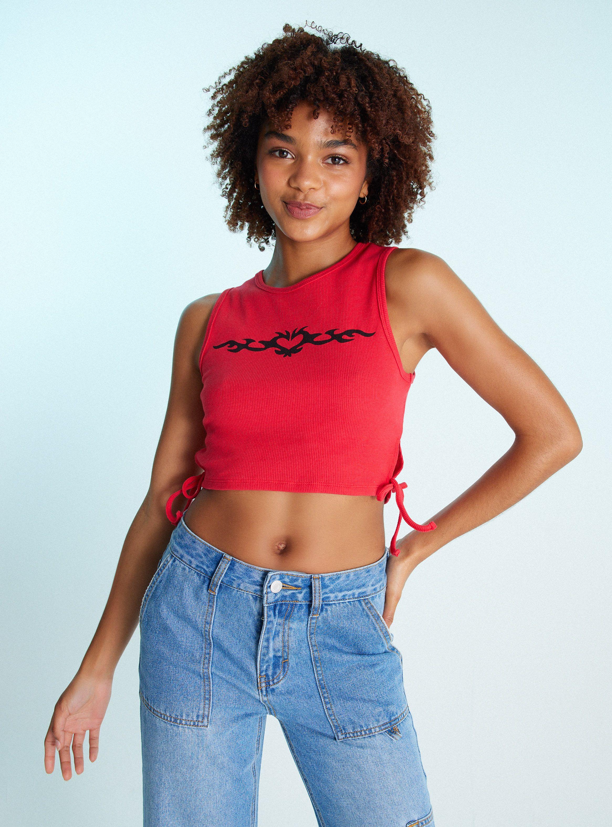 Polera Crop Nudo Costado-0