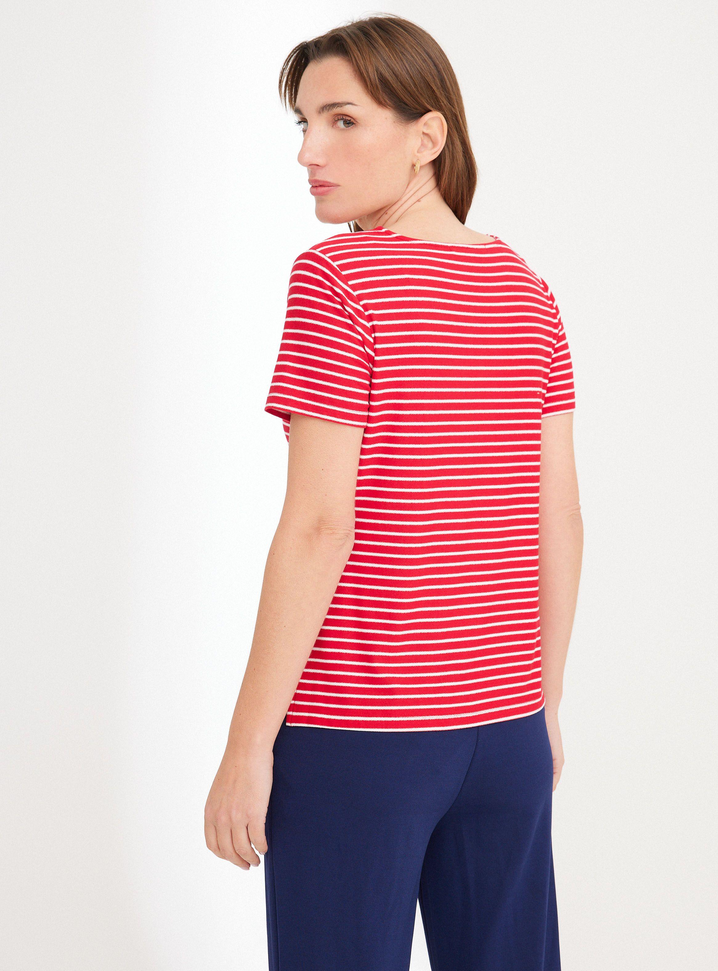 Polera Rayada con Hebillas Metálicas en Escote-1