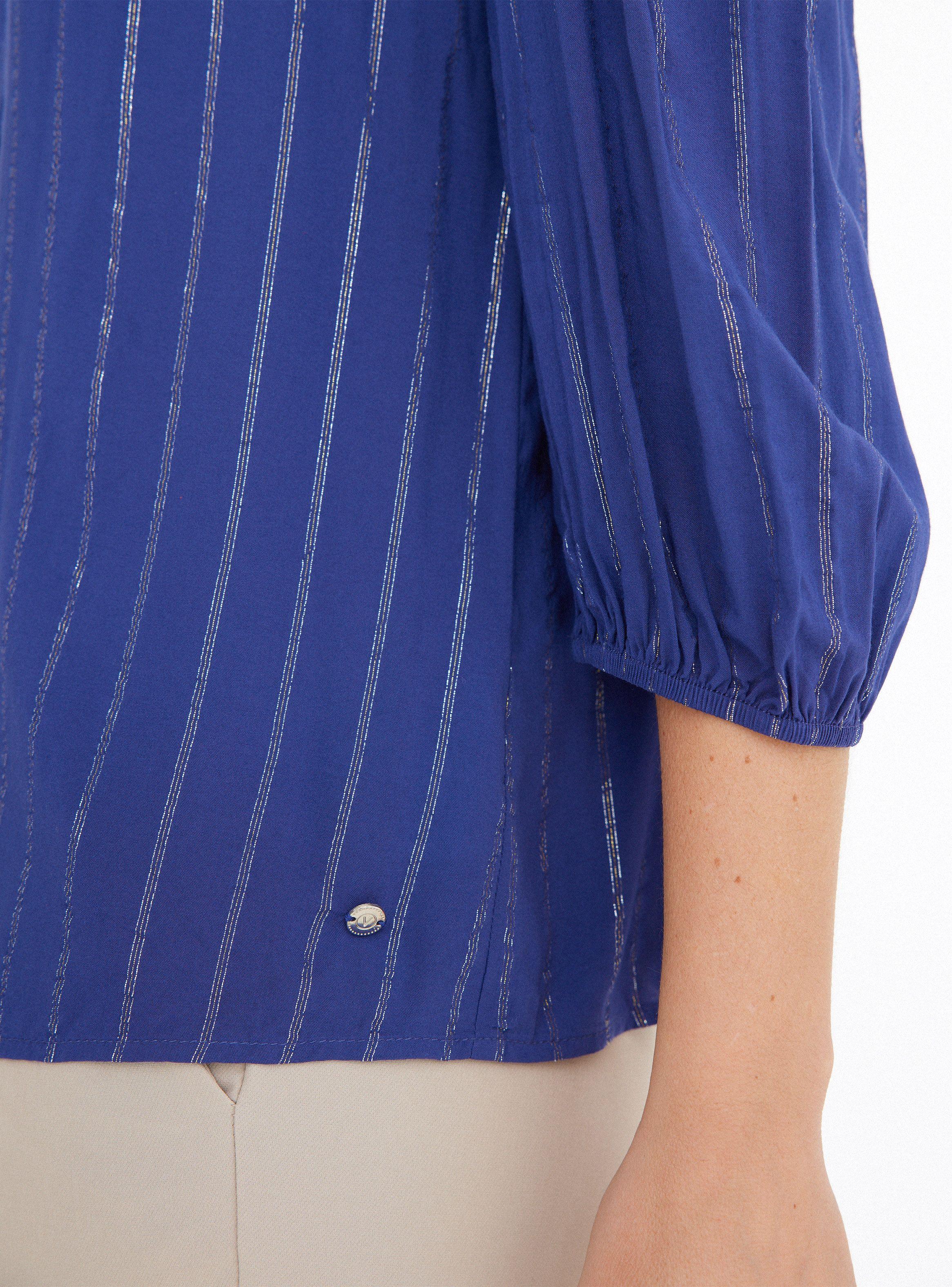 Blusa Rayas Metálicas, Manga Globo Puño Elástico-3