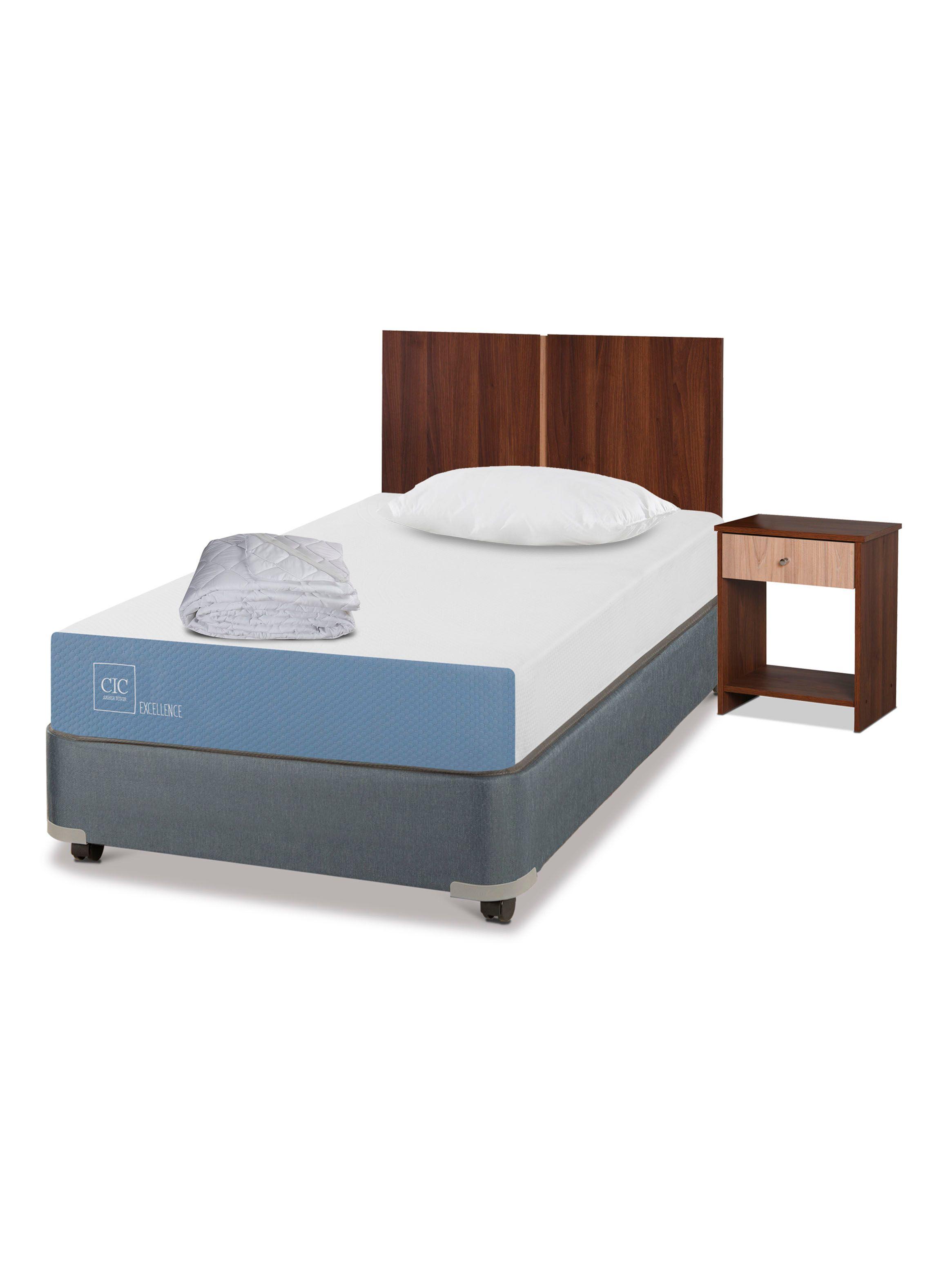 Cama Americana Excellence 1 Plaza x190 cm + Set Muebles Stylo + Textil-0