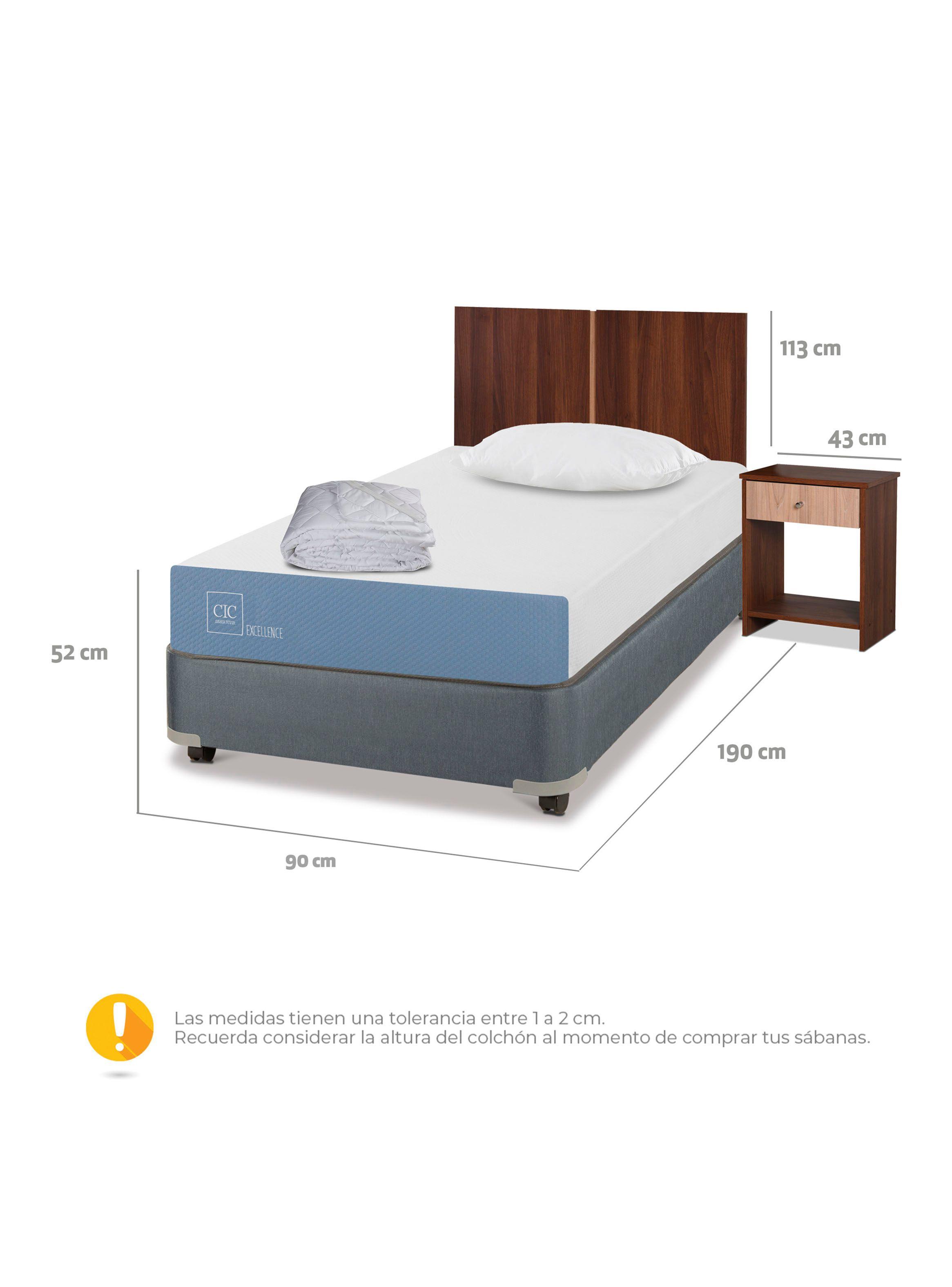 Cama Americana Excellence 1 Plaza x190 cm + Set Muebles Stylo + Textil-2