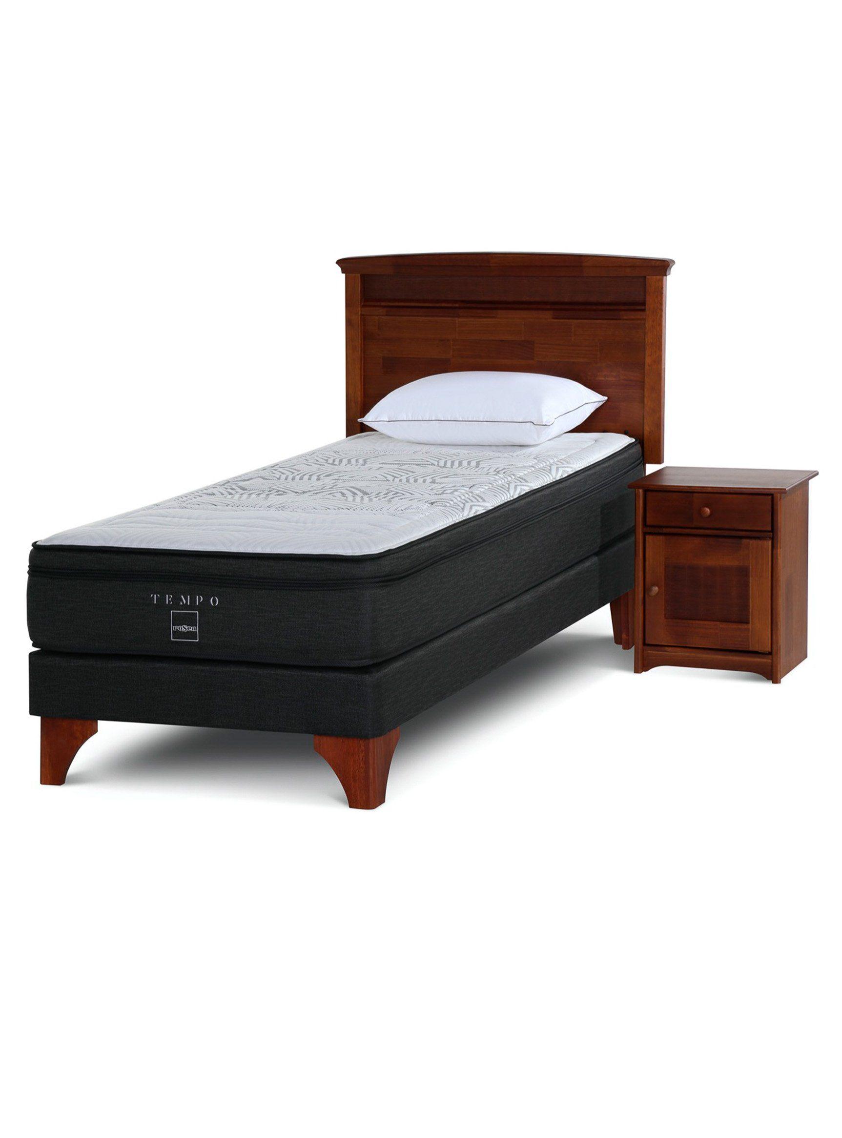 Box Spring Tempo 1.5 Plazas Base Normal + Set Muebles Veneto + Almohada-0
