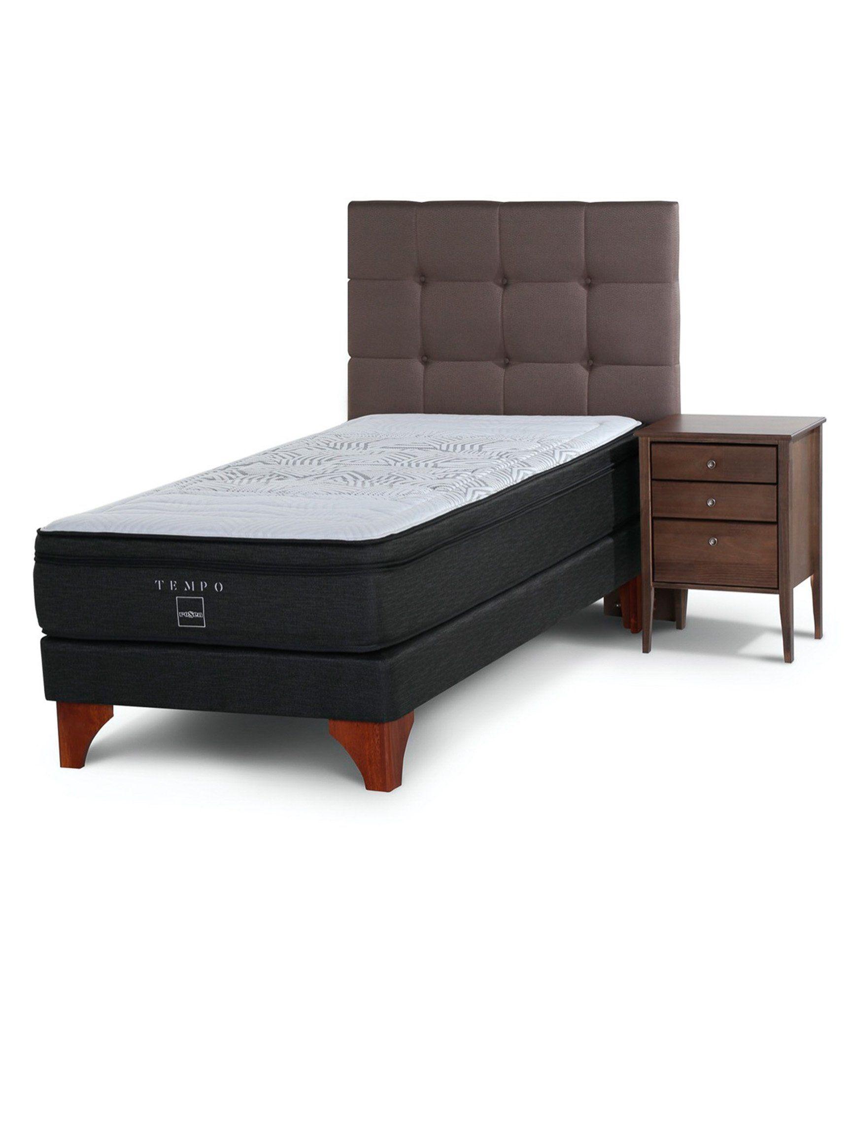Box Spring Tempo 1.5 Plazas Base Normal + Set Muebles Issey-0