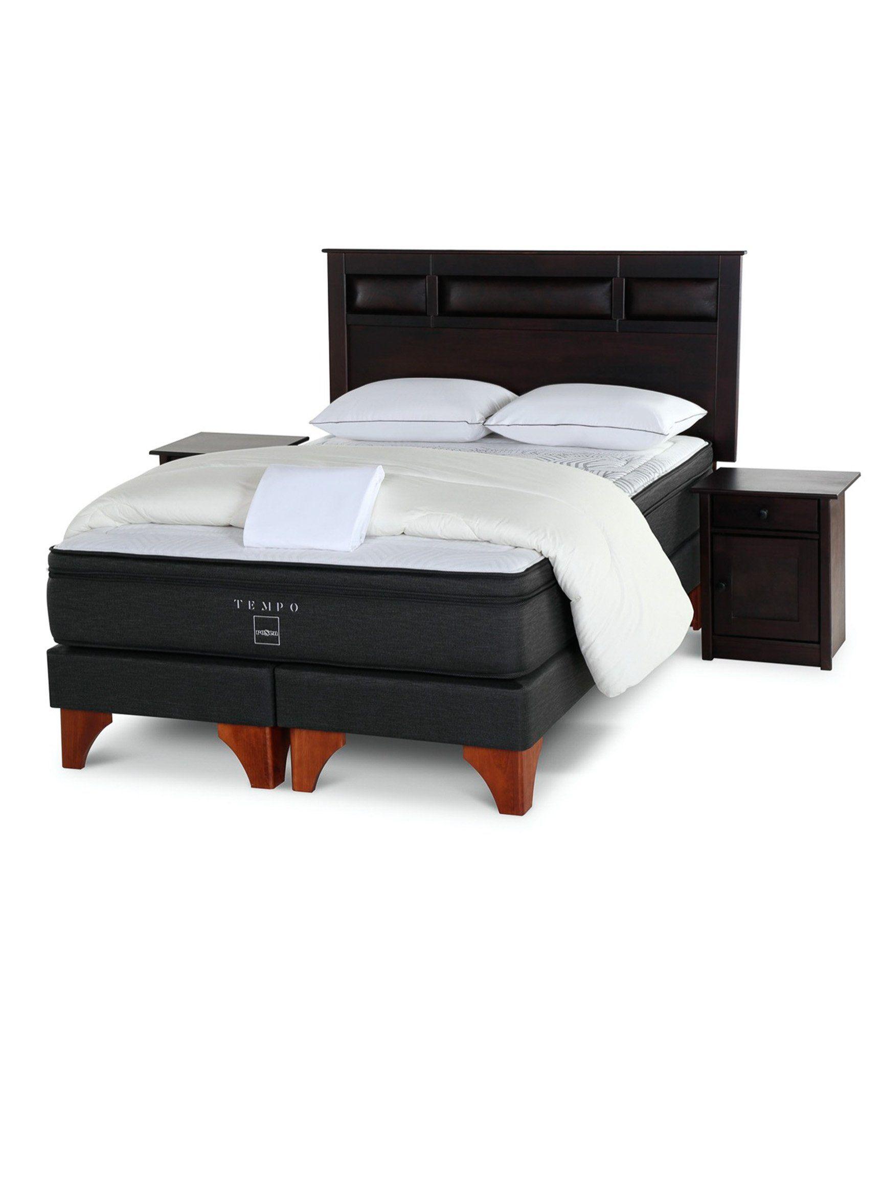 Box Spring Tempo 2 Plazas Base Dividida + Set Muebles Bilbao + Textil-0