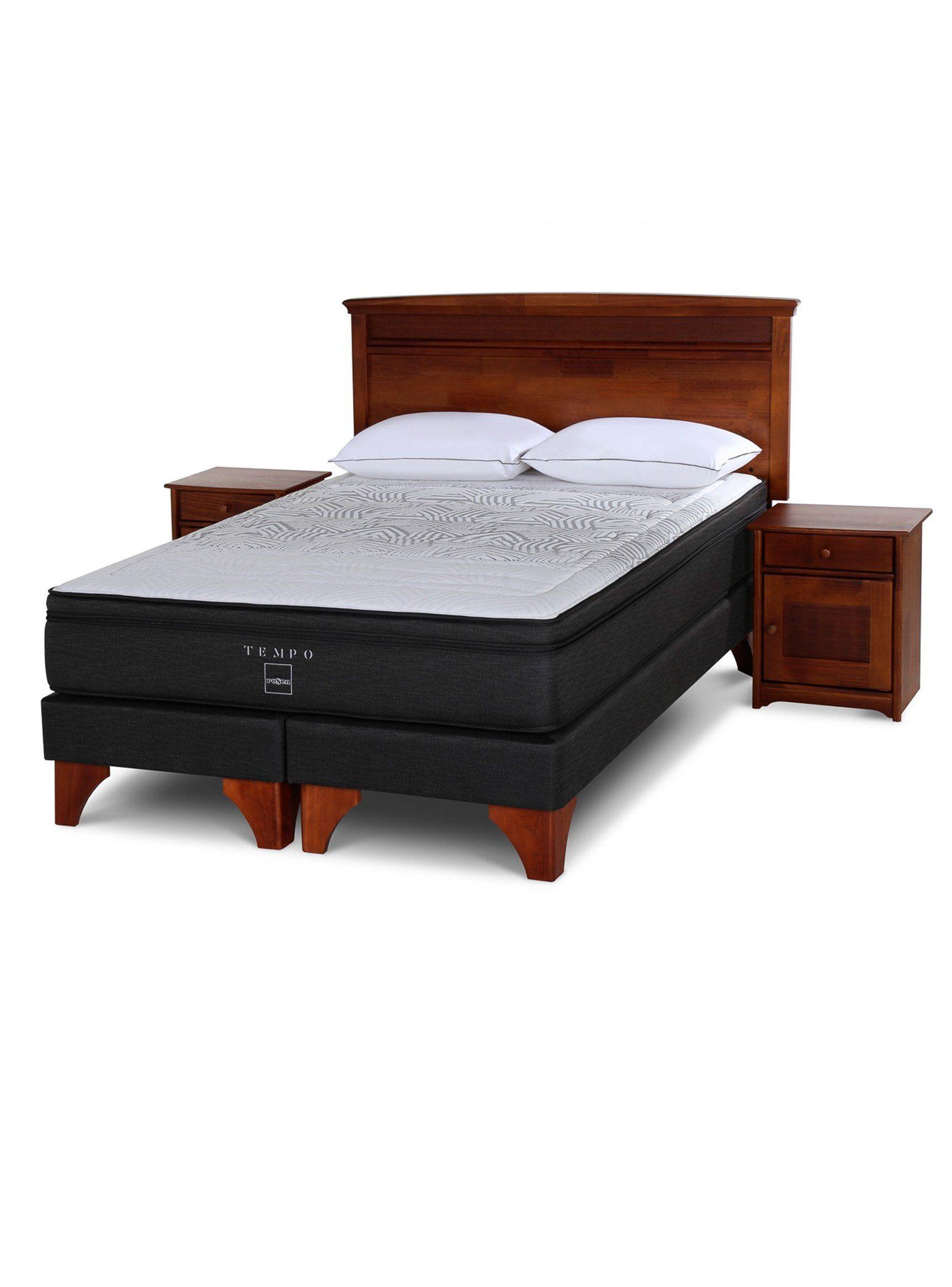 Box Spring Tempo 2 Plazas Base Dividida + Set Muebles Veneto + Almohadas-0