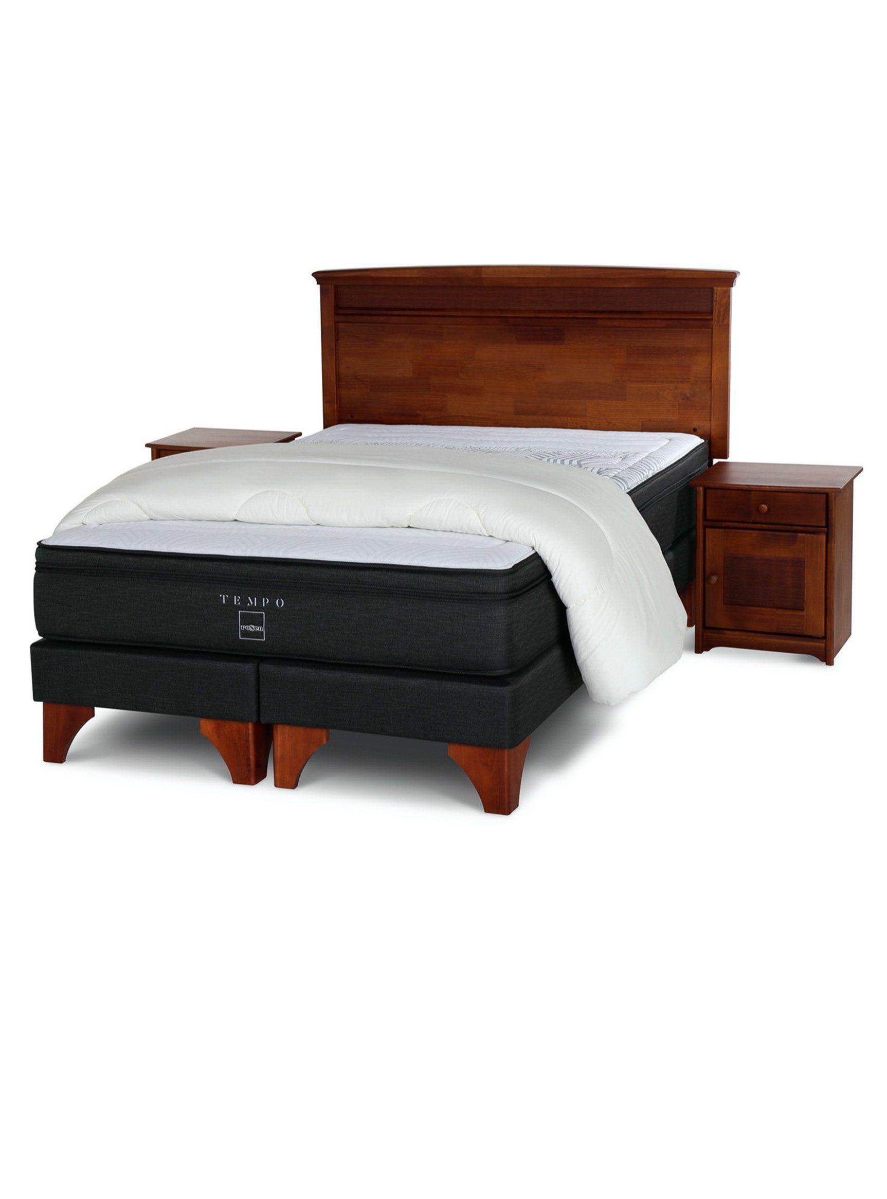 Box Spring Tempo 2 Plazas Base Dividida + Set Muebles Veneto + Plumón-0