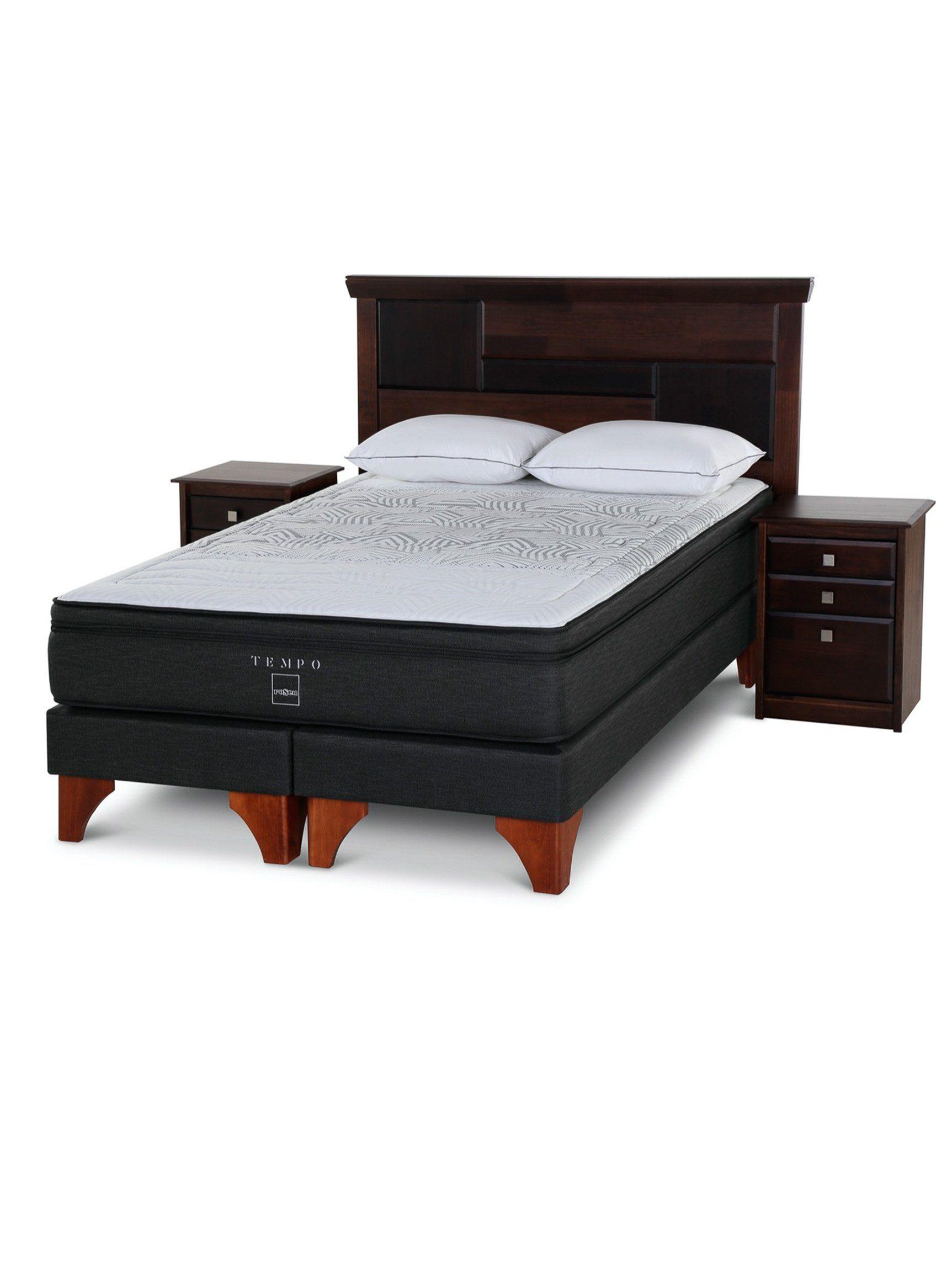 Box Spring Tempo 2 Plazas Base Dividida + Set Muebles Domenico + Almohadas-0