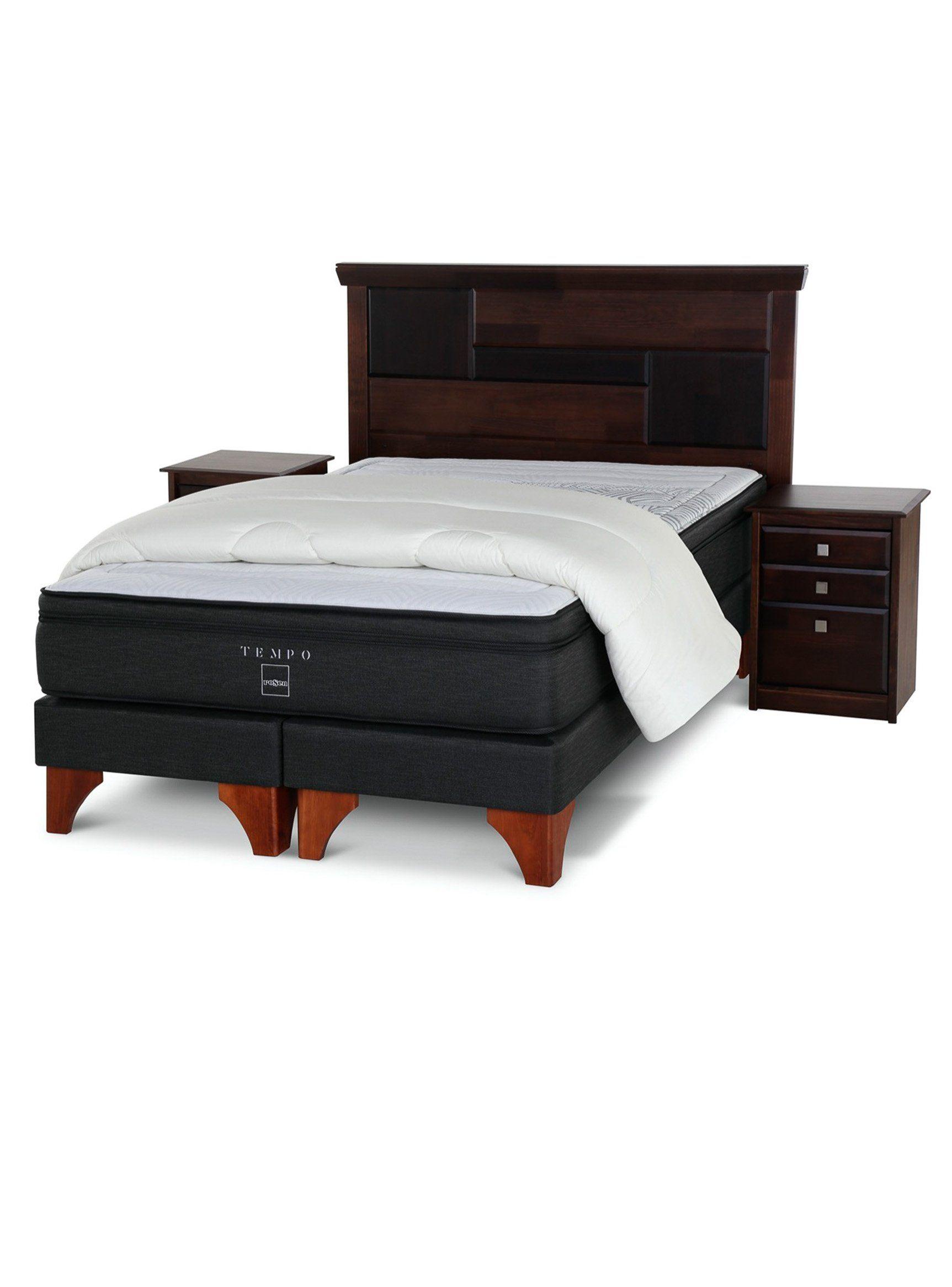 Box Spring Tempo 2 Plazas Base Dividida + Set Muebles Domenico + Plumón-0