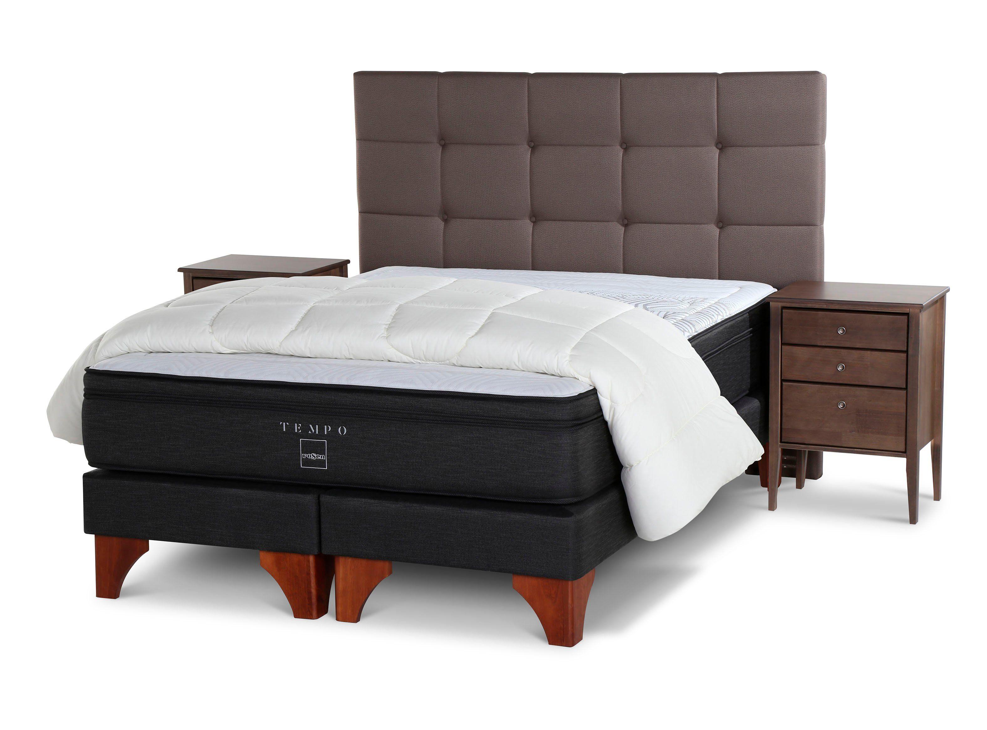 Box Spring Tempo 2 Plazas Base Dividida + Set Muebles Issey + Plumón-0