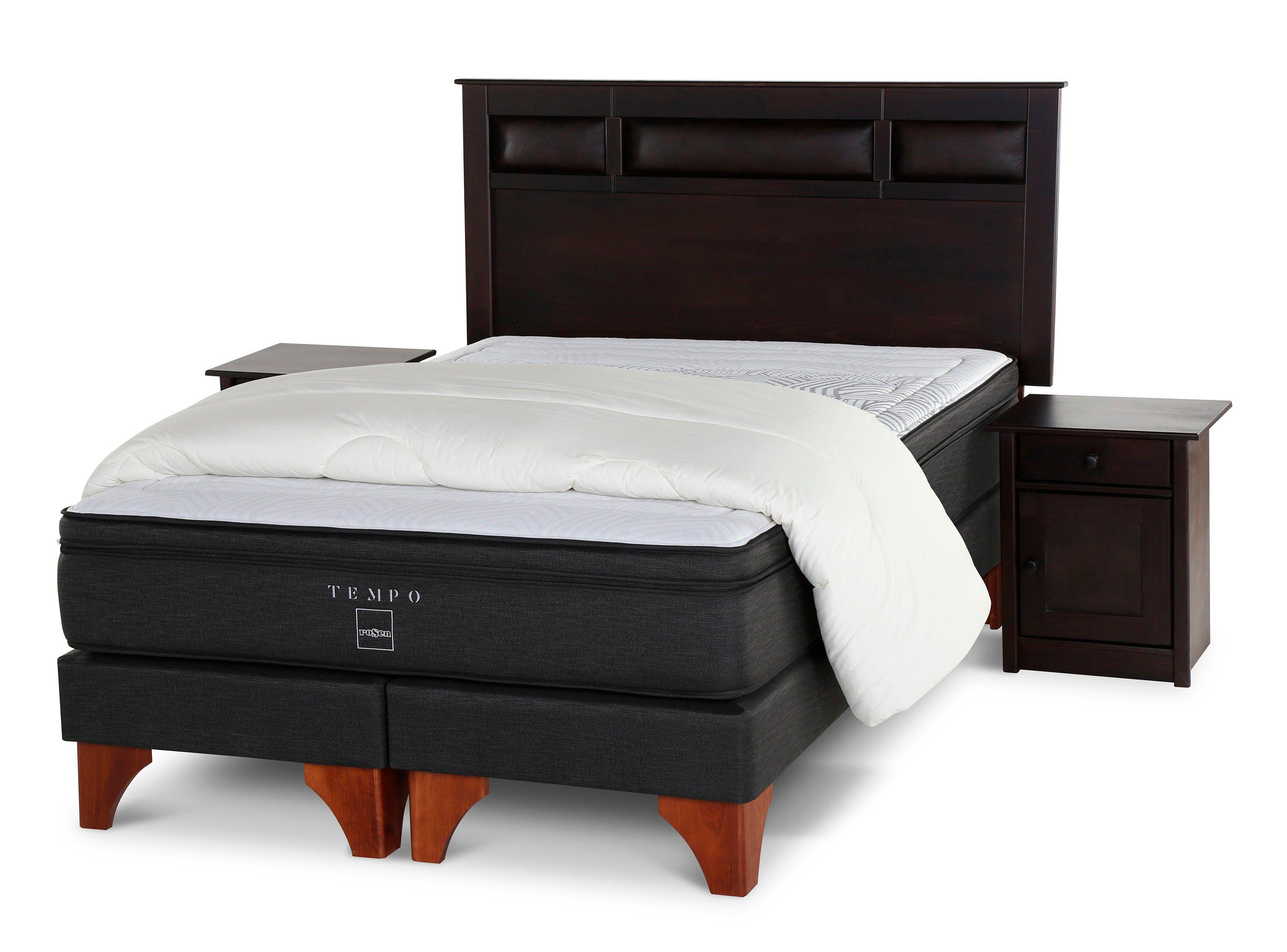 Box Spring Tempo King Base Dividida + Set Muebles Bilbao + Plumón-0